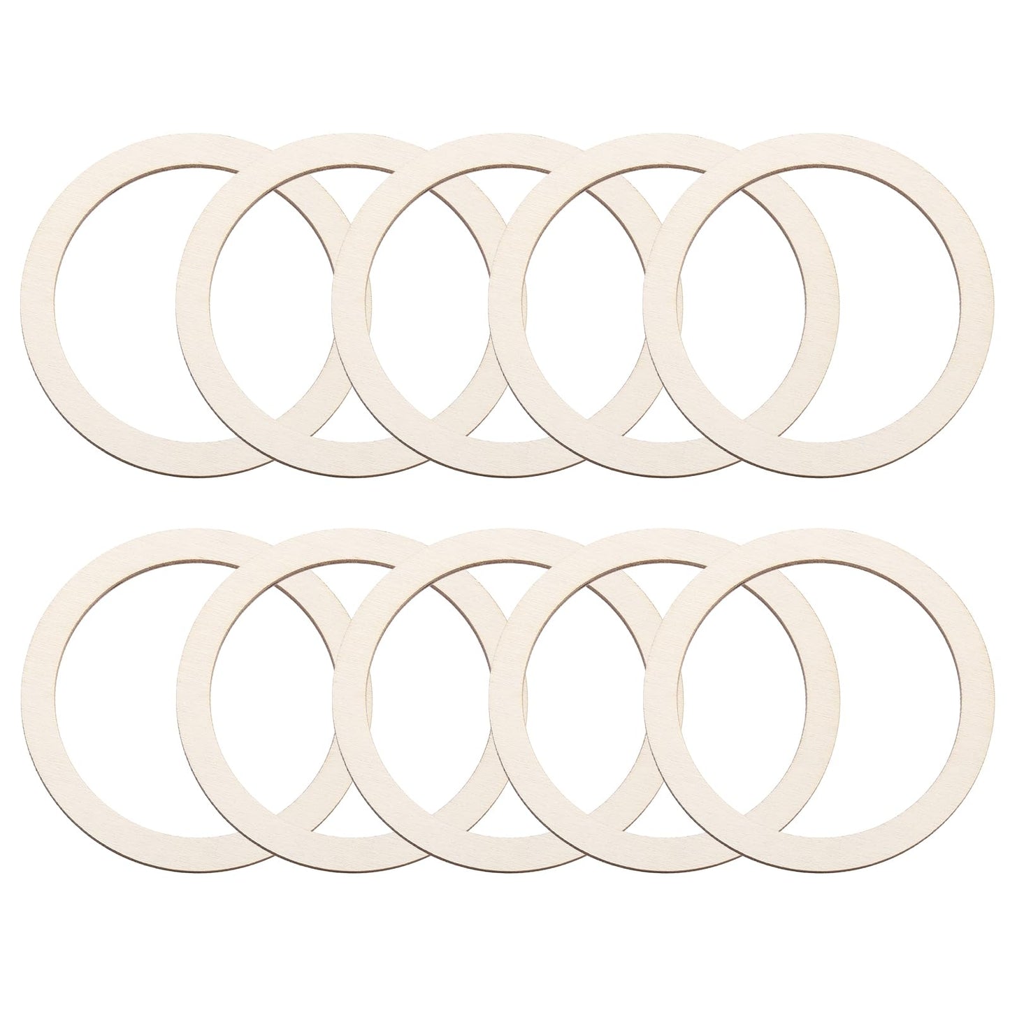 MECCANIXITY 3 Inch Unfinished Wood Rings, 2.6mm Thick Natural Wooden Ring Circle Flat Round Shape Ornaments Wooden Slices for Frames, DIY Crafting Projects, Painting, Home Decor, 50Pcs