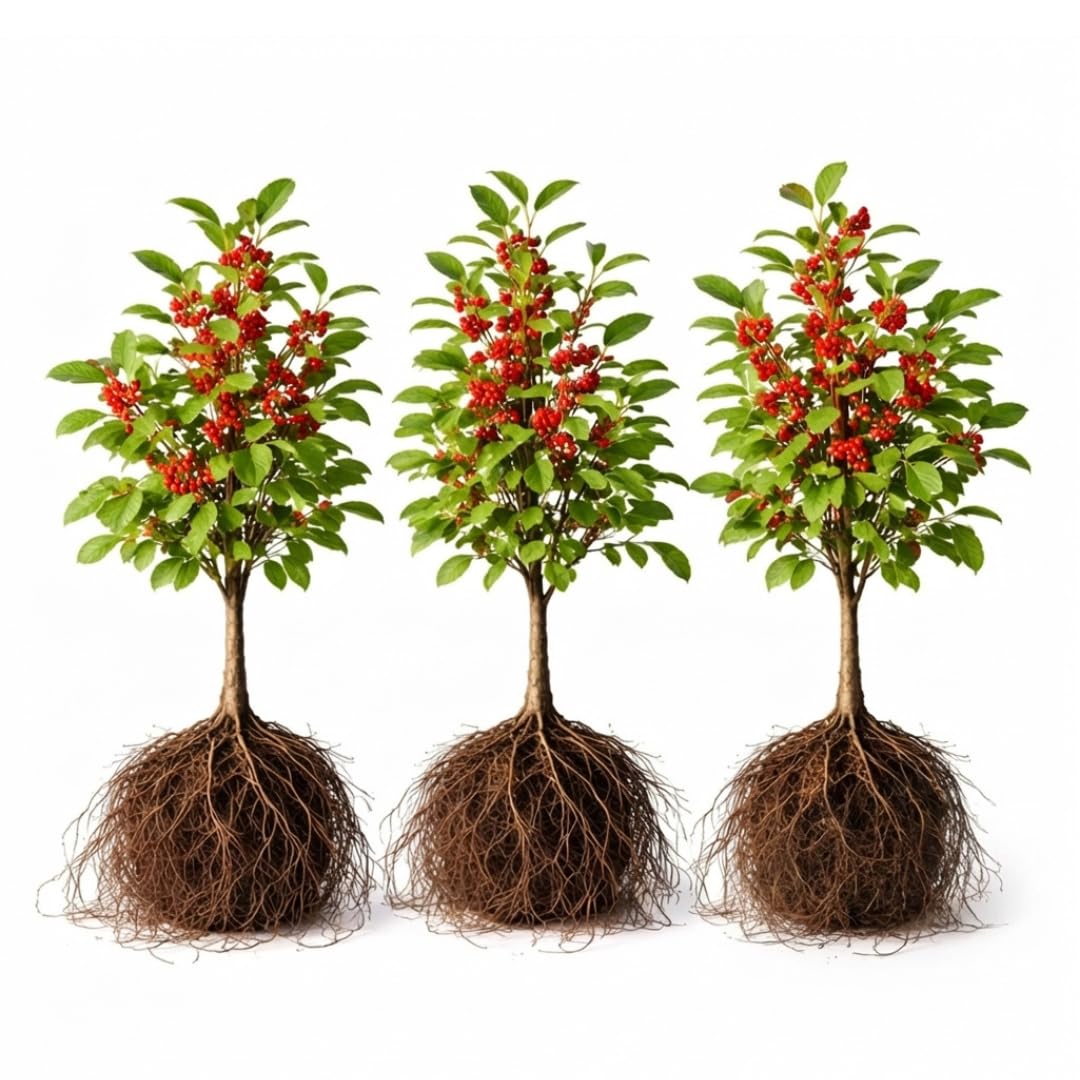 3 Winterberry Holly Plants for Growing (Ilex verticillata) Live Shrubs | Brilliant Red Winter Berries | Native Deciduous Holly for Landscaping & Wildlife (3 Plants)