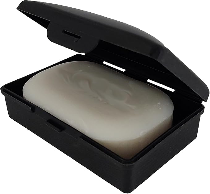 Soap Box -Black - 1 Ct - Made in The USA - Soapbox with Hinged Lid and Secure Latch