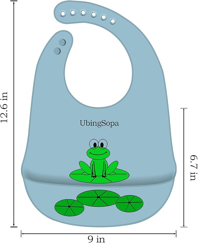 Silicone Baby Bibs – Adjustable, Soft, Waterproof & Durable, with Large Food-Catching Pocket, Feeding-Friendly