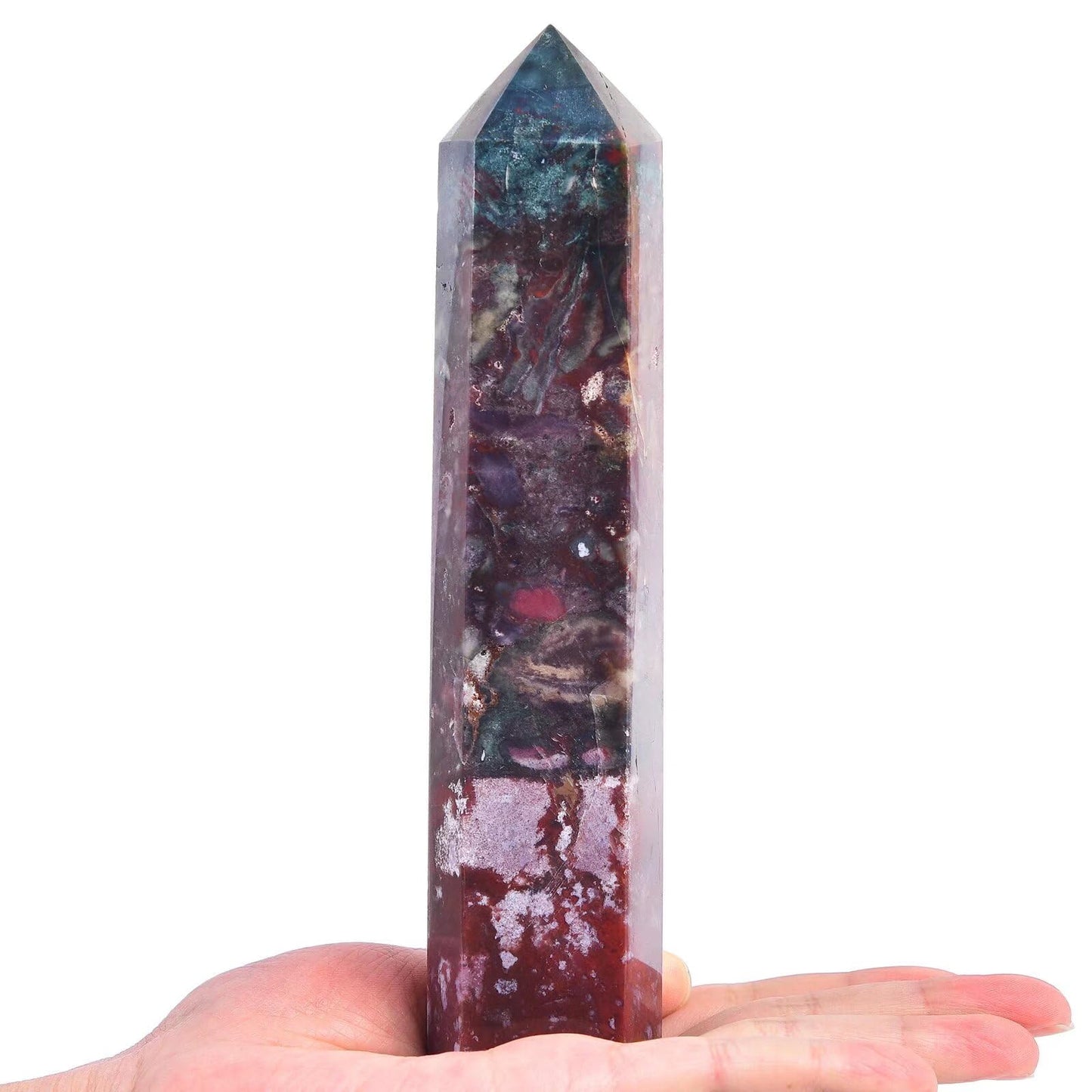 Ocean Jasper Stone Tower Obelisk Healing Crystal Wand Large Reiki Meditation Stone Gifts 2.2-2.8 LBS