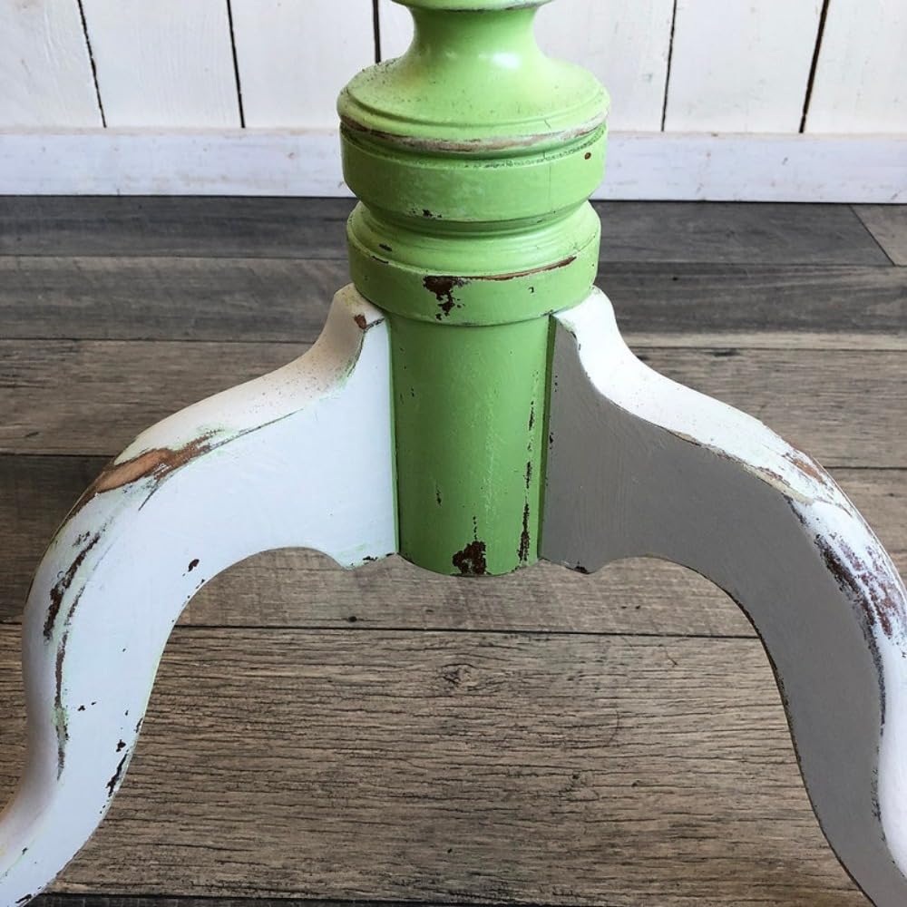 Vintage Solid Maple and Metal End Tables, Side Tables, Pedestal Side Table with White and Green Plant Stand, Round Stand, 20 "W x 27 "H x 20 "D, Funky Side Table for Small Spaces Bedroom Livingroom