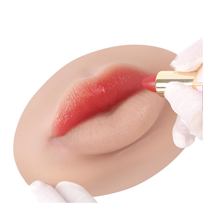 3D Silicone Fake Lips Large with Lipstick for Makeup Tattoo Practice Realistic Artificial Lip Mannequin for Beginners Artists (Thick Big Lip,Natural)