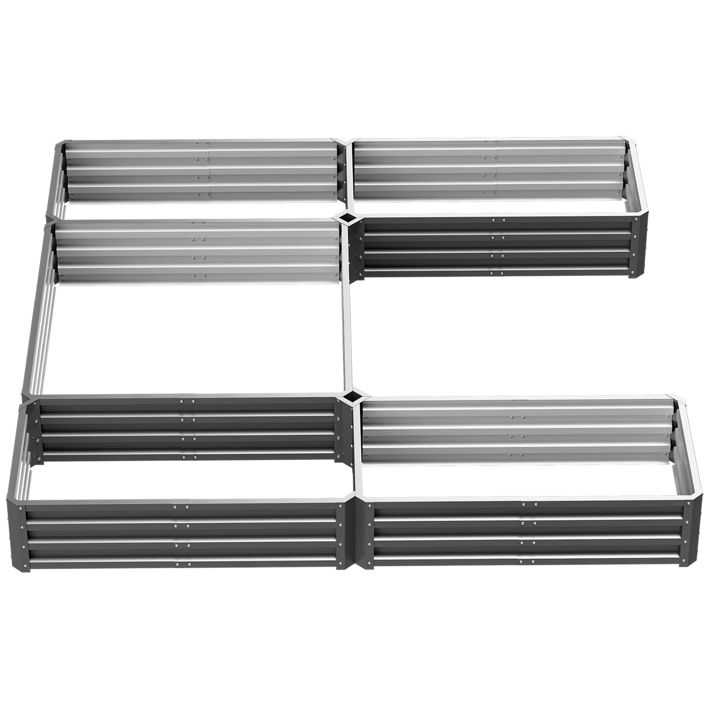 Outsunny 8 x 8ft DIY Raised Garden Bed, Large Galvanized Steel Planter Box with 5 Compartments, for Outdoor Plants, Vegetables, Flowers, Herbs, Easy Assembly, Gray