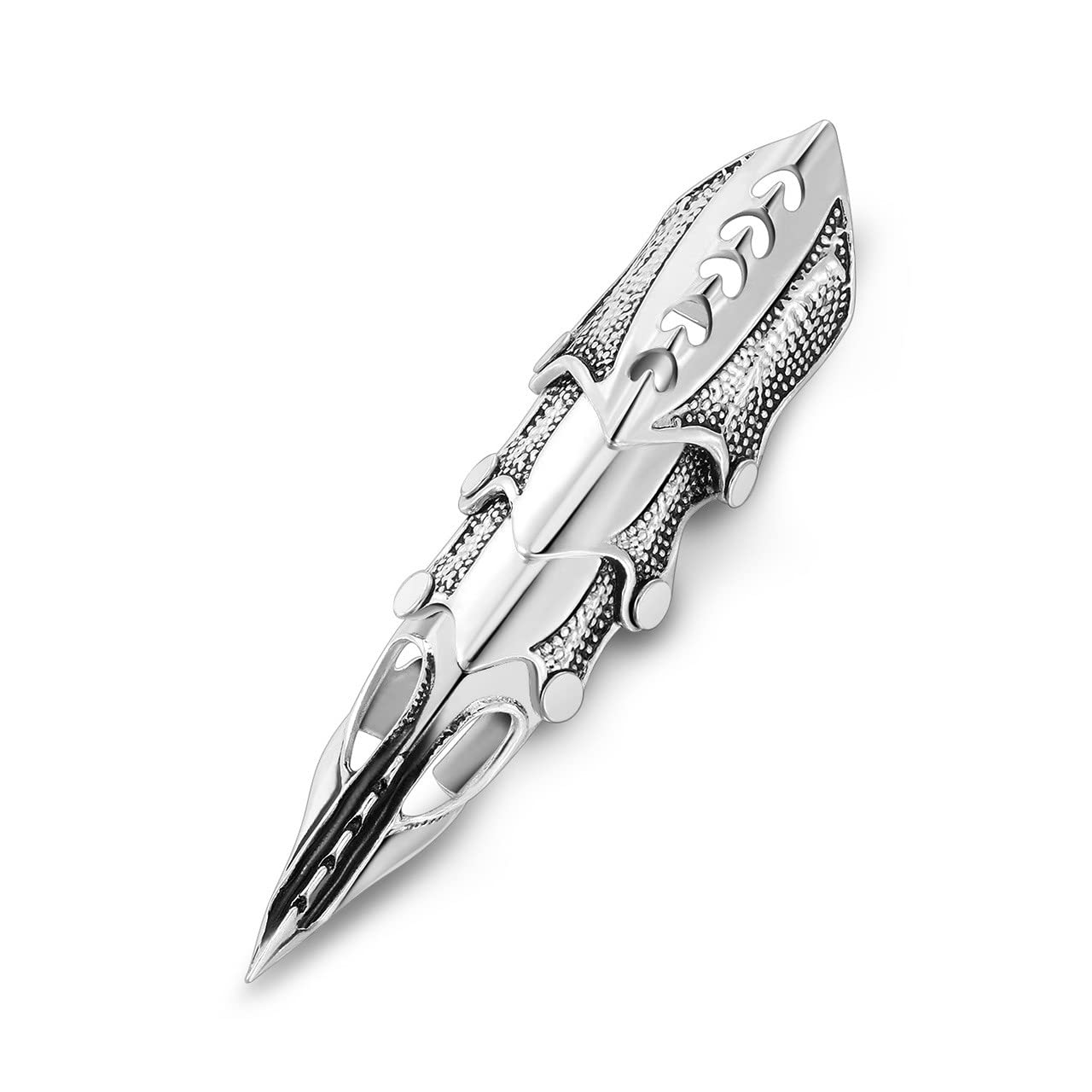 BOPREINA Punk Men's Armour Knuckle Joint Full Finger Double Loop Activity Ring Rock Gothic Hinged Rings Halloween Party Cosplay Costume Accessories Jewelry A
