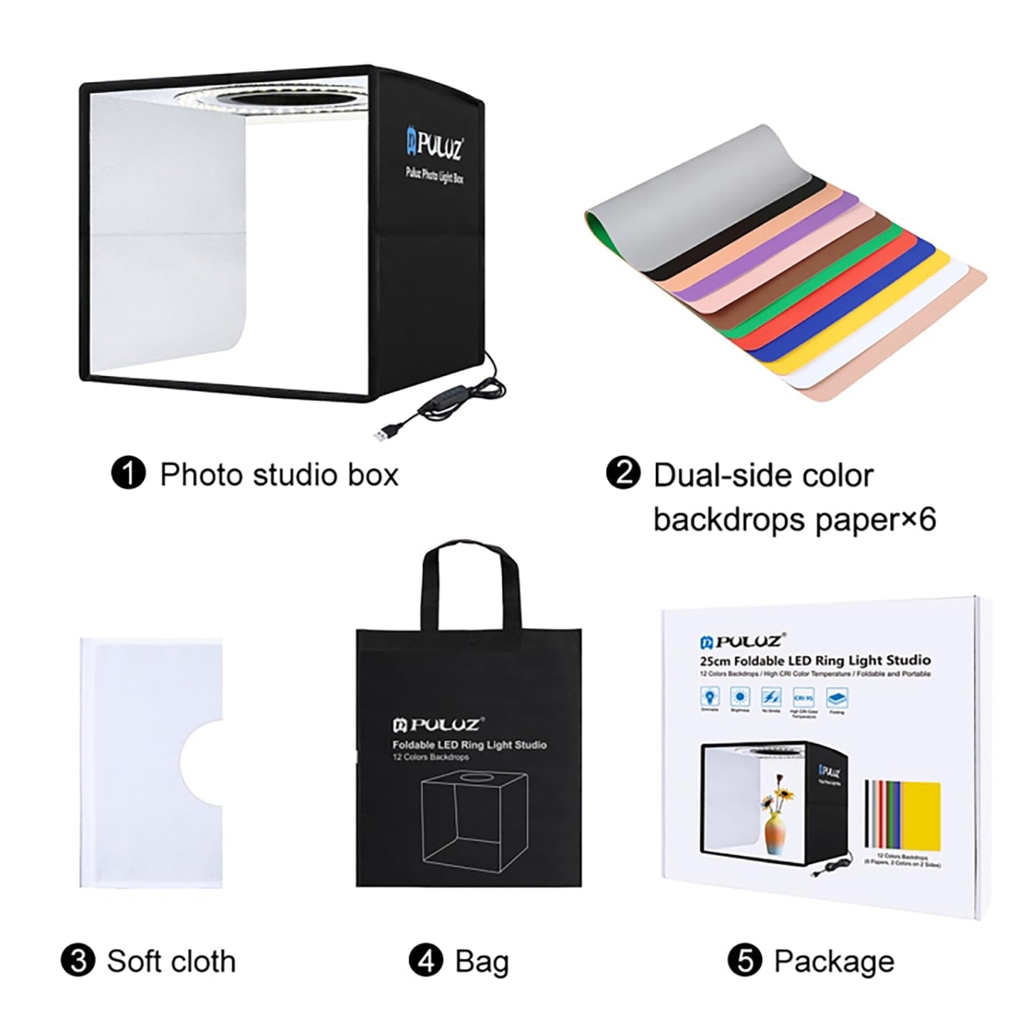 2026 Upgraded Photo Studio Light Box Photography, 10"x10" Professional Foldable Dimmable Shooting Tent Kit with CRI >95 102pcs LED Lights & 6 Kinds of Double-Sided Color Backdrops for Mini Products