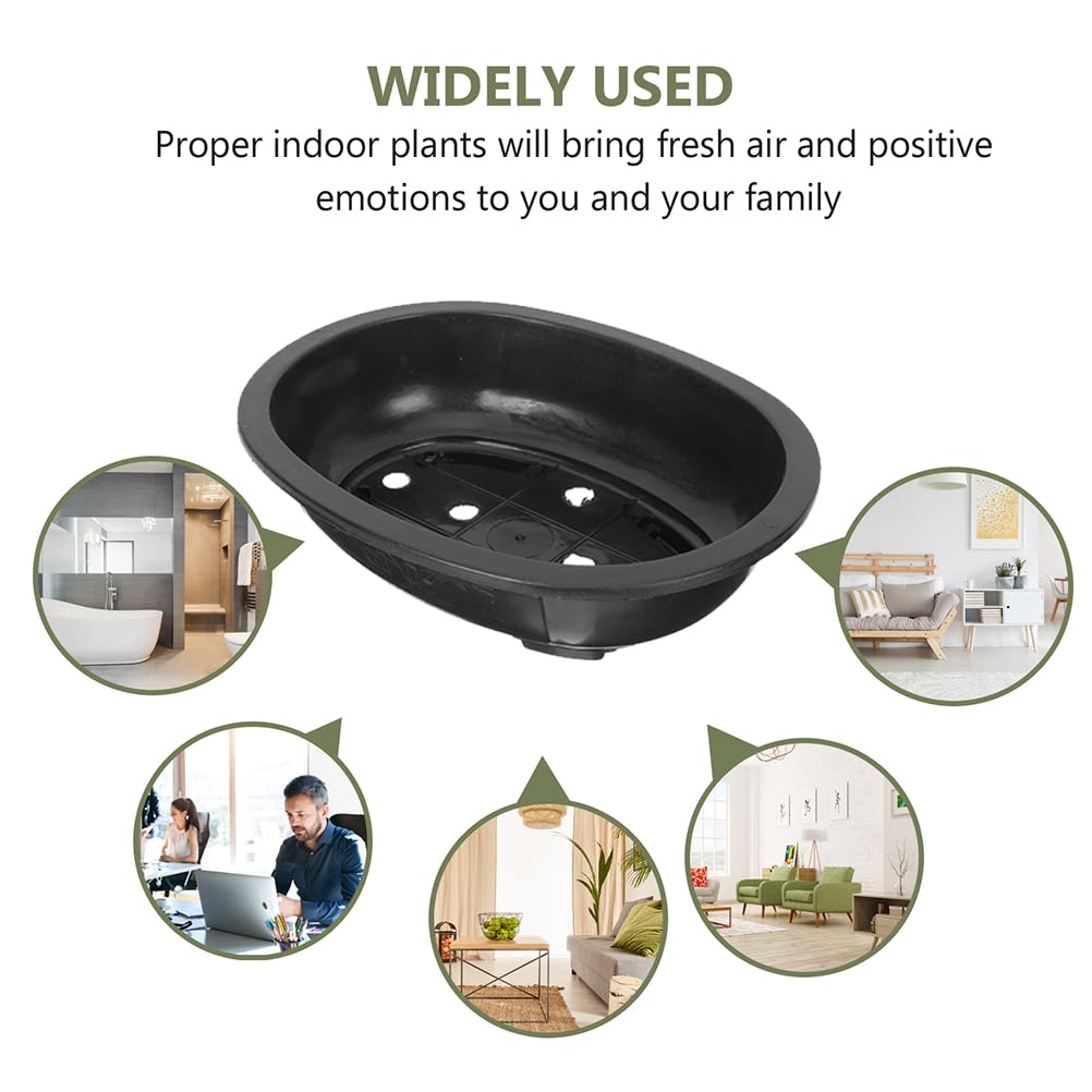 Toddmomy Large Bonsai Pot, 2pcs Plastic Bonsai Training Pots with Drainage Hole, Oval Planter for Home Office Nursery Garden Balcony