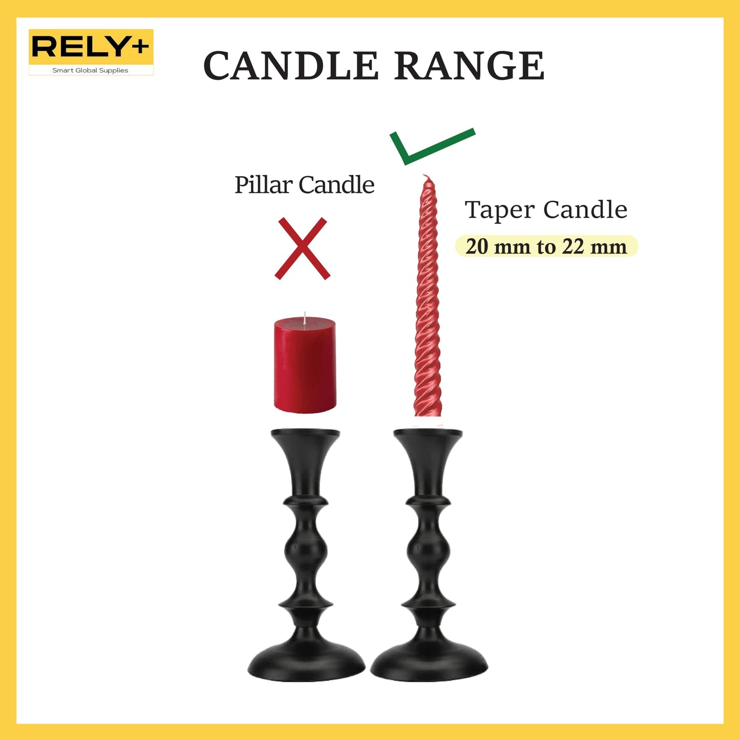 Black Candle Holders Set of 2 Decorative Centerpiece Table Candlesticks Holders for Taper Candles Home Decor Easter Candle Holders for Dinner Party Wedding Decorations