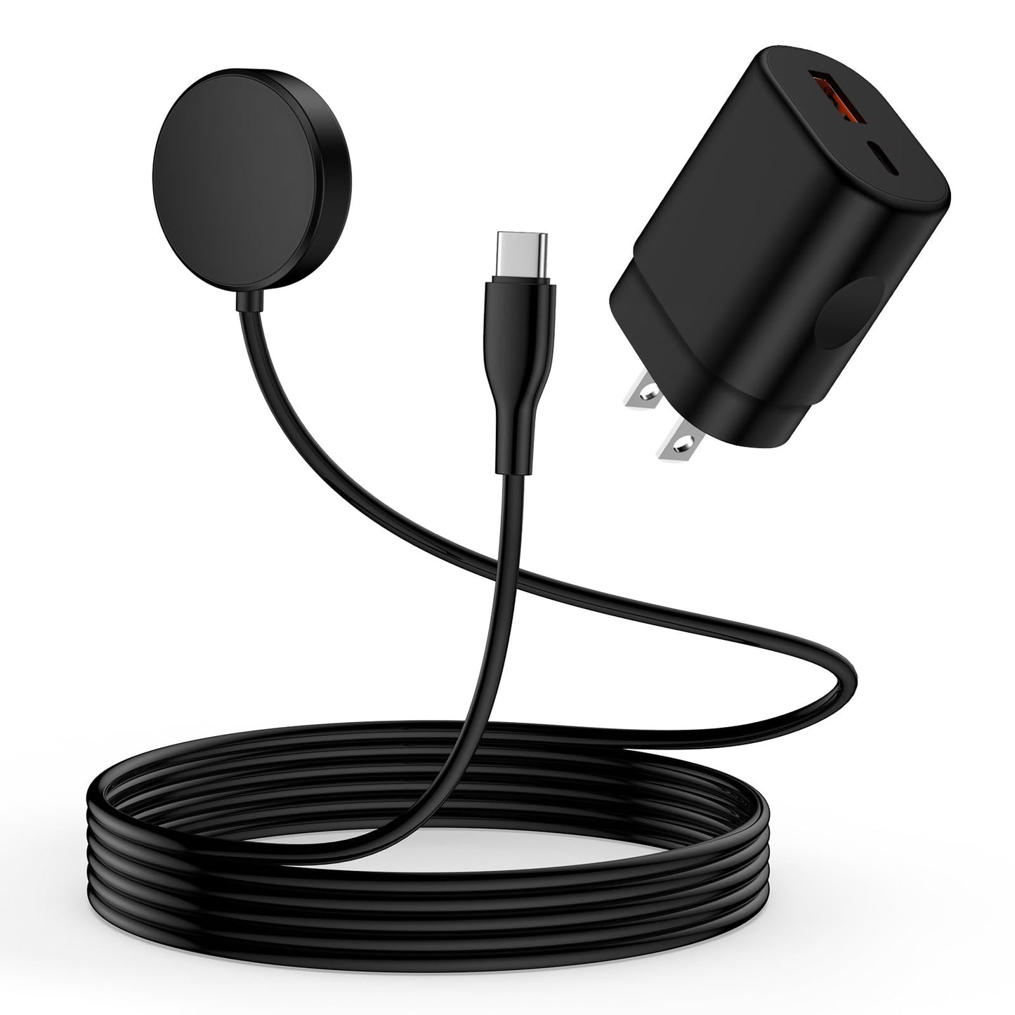 USB C Samsung Watch Charger Magnetic Fast Charging Cable for Galaxy Watch 8/8 Classic/7/Ultra/6/6 Classic/5 Pro/5/4/3/Active2,25W Dual USB C Fast Charger Block with 3FT Type C Wireless Charging Dock