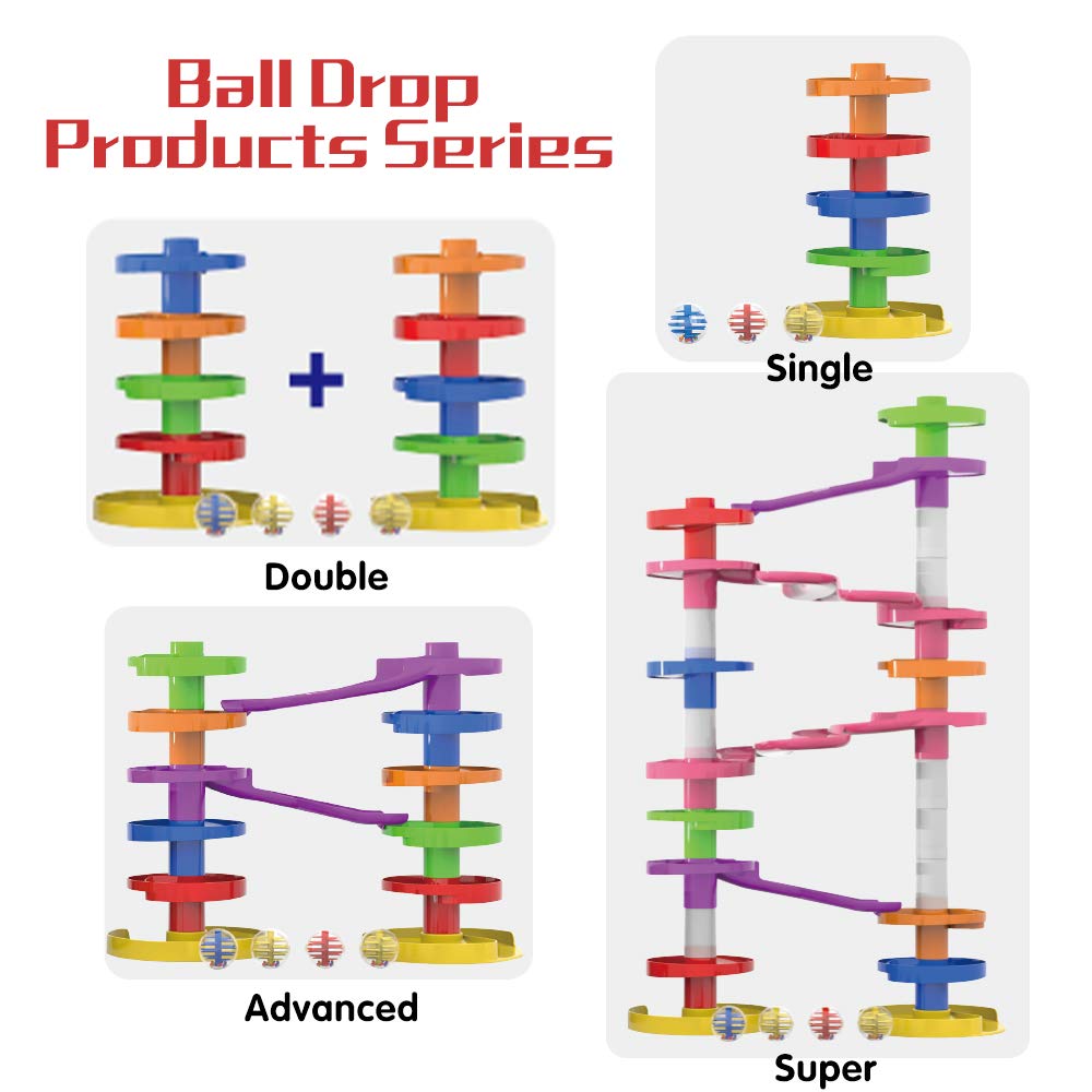 WEofferwhatYOUwant Ball Drop Toy – Montessori STEM Tower for Toddlers 9M+ | 8-Piece Set with Stackable Ramps & 1.8" Rattle Balls | Sensory Coordination Toy | Safe, Expandable, Easy Storage