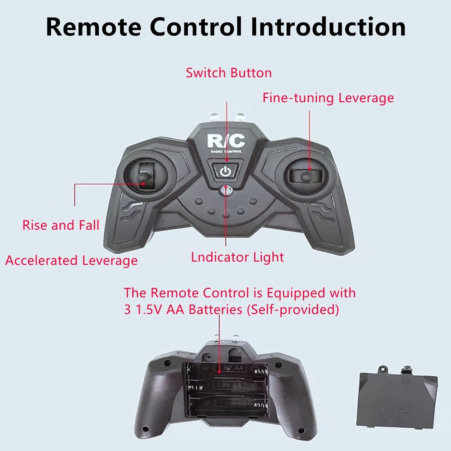 YAWEVEAY Remote Control Helicopter Toy, 2-Channel, 2.4 GHz, 2 Speeds, Up and Down Flying, Gift for Kids, Red