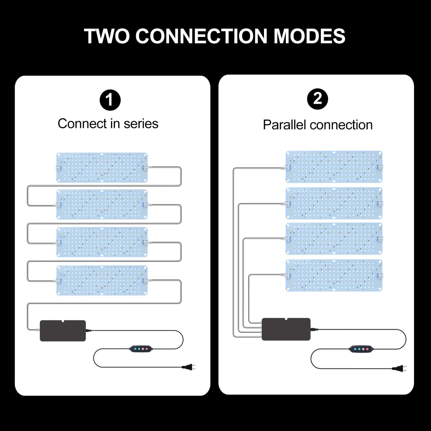 FRGROW 4Pack Flat Grow Lights for Indoor Plants, Seed Starting, Veg, 4/8/12/16/20H Timer, Light and Thin 40W Grow Lights for Under Cabinet Plant/Shelves, Two Connection Modes, Quick Installation