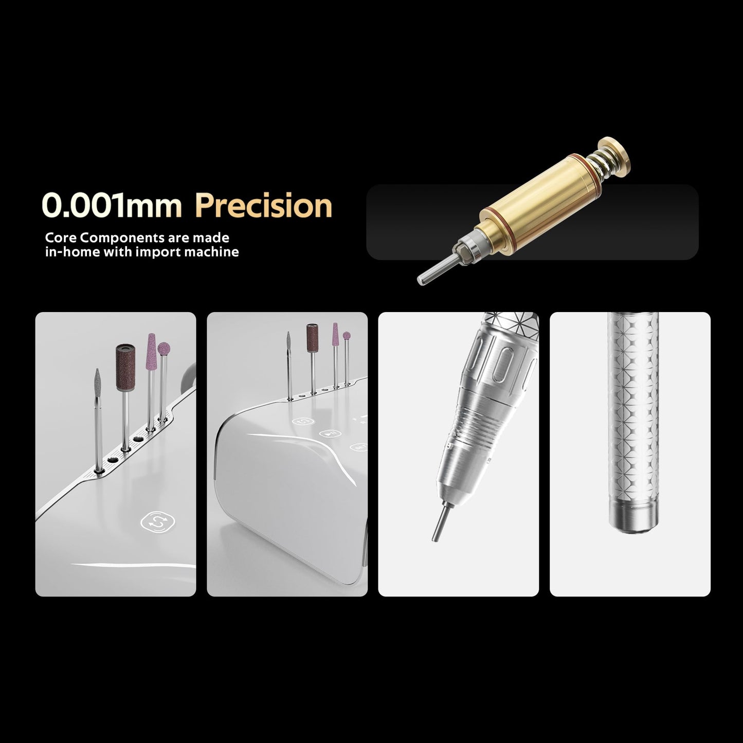M Nova Pro Nail Drill 35,000 RPM Brushless Motor, Cordless Rechargeable Electric Nail File, Professional E File Machine for Acrylic Gel Nails, Low Noise Portable Salon Use – White