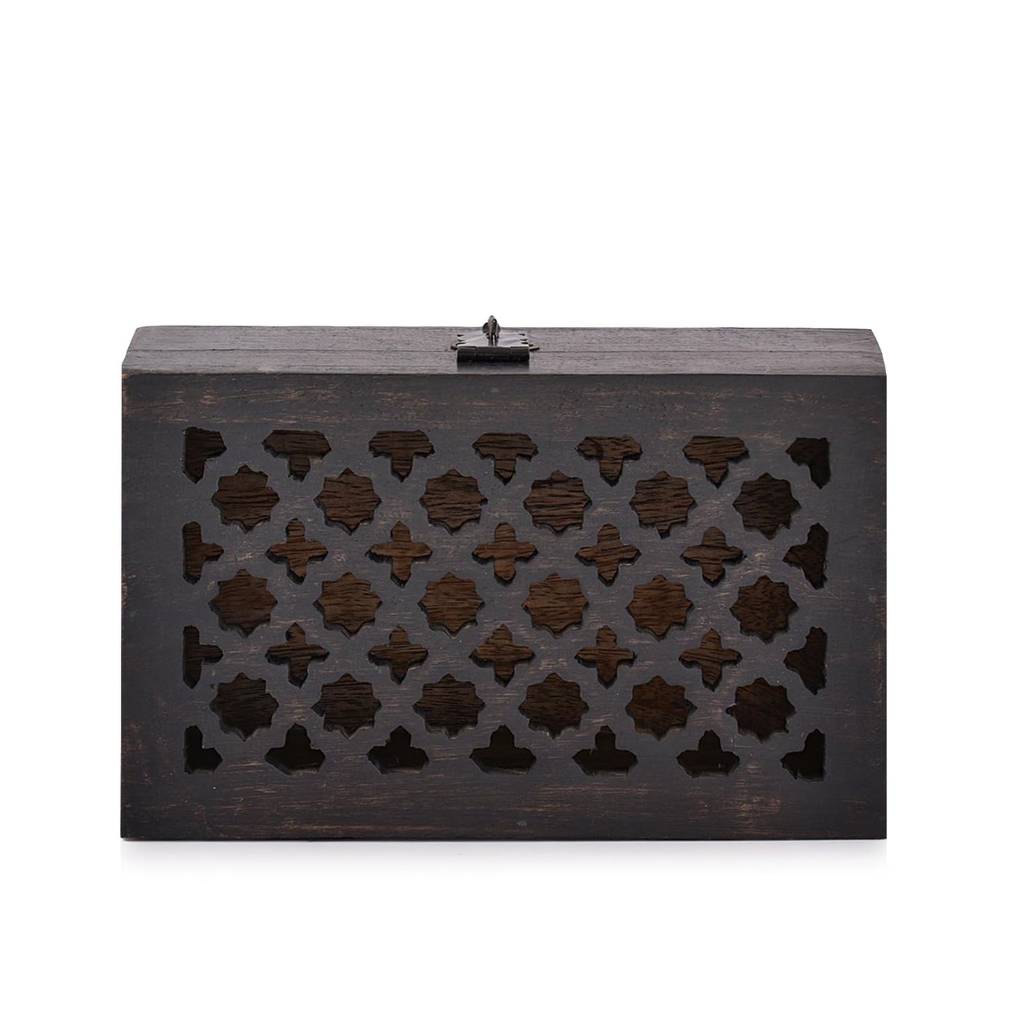 BHAVATU Mango Wood Decorative Wooden Box with Hinged Lid Ideal for Keepsakes, Trinkets, Jewelry and Other Stash (8" x 5" x 3")