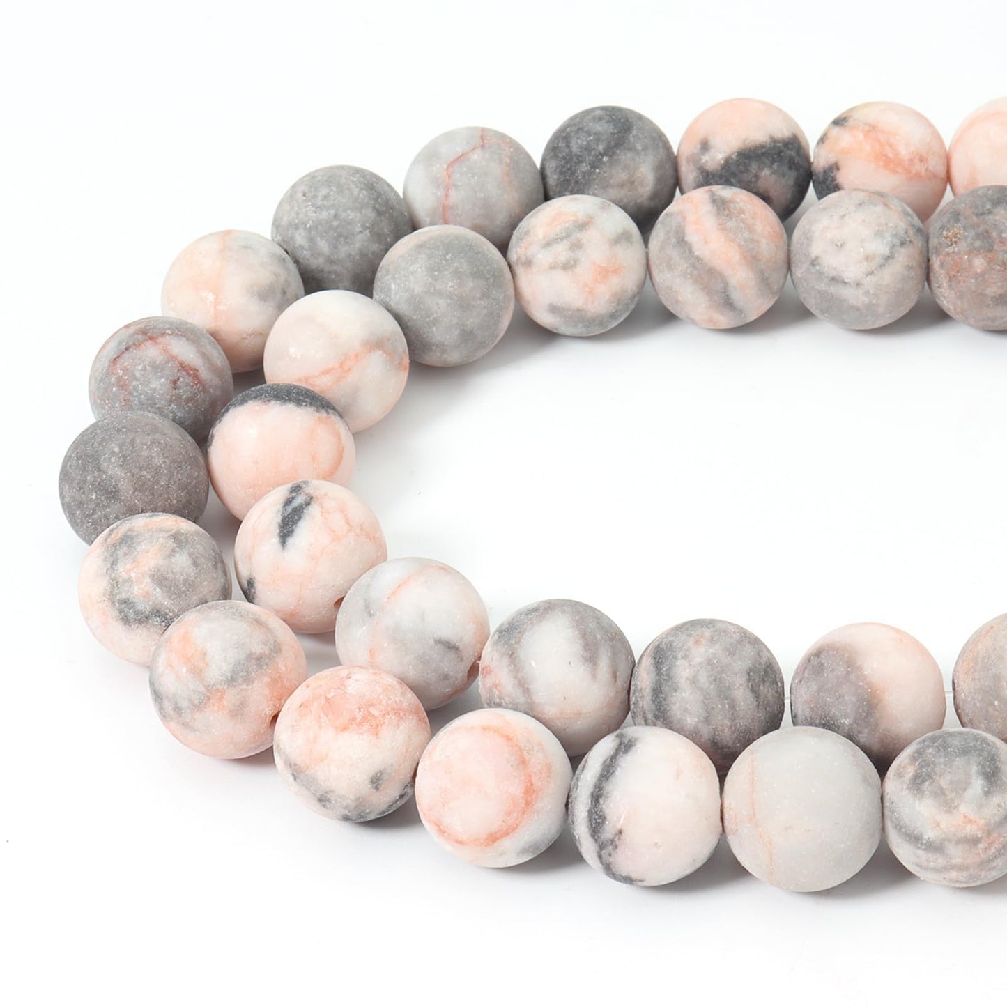 Siomia 60pcs 6mm Natural Matte Pink Zebra Jasper Beads Energy Healing Crystal Round Loose Stone Beads for Jewelry Making, DIY Bracelets Necklaces