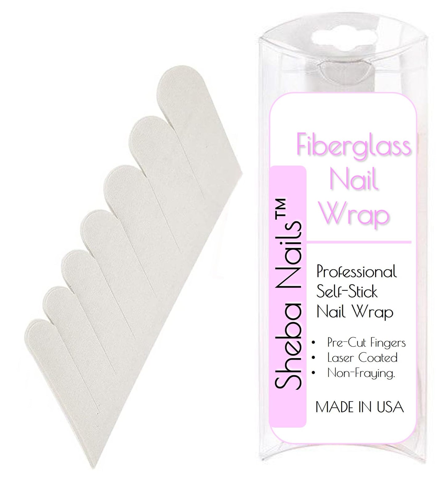 SHEBA NAILS Official Brand Fiberglass Nail Wrap Self-Adhesive Pre Cut Fingers, 70 Finger Tabs