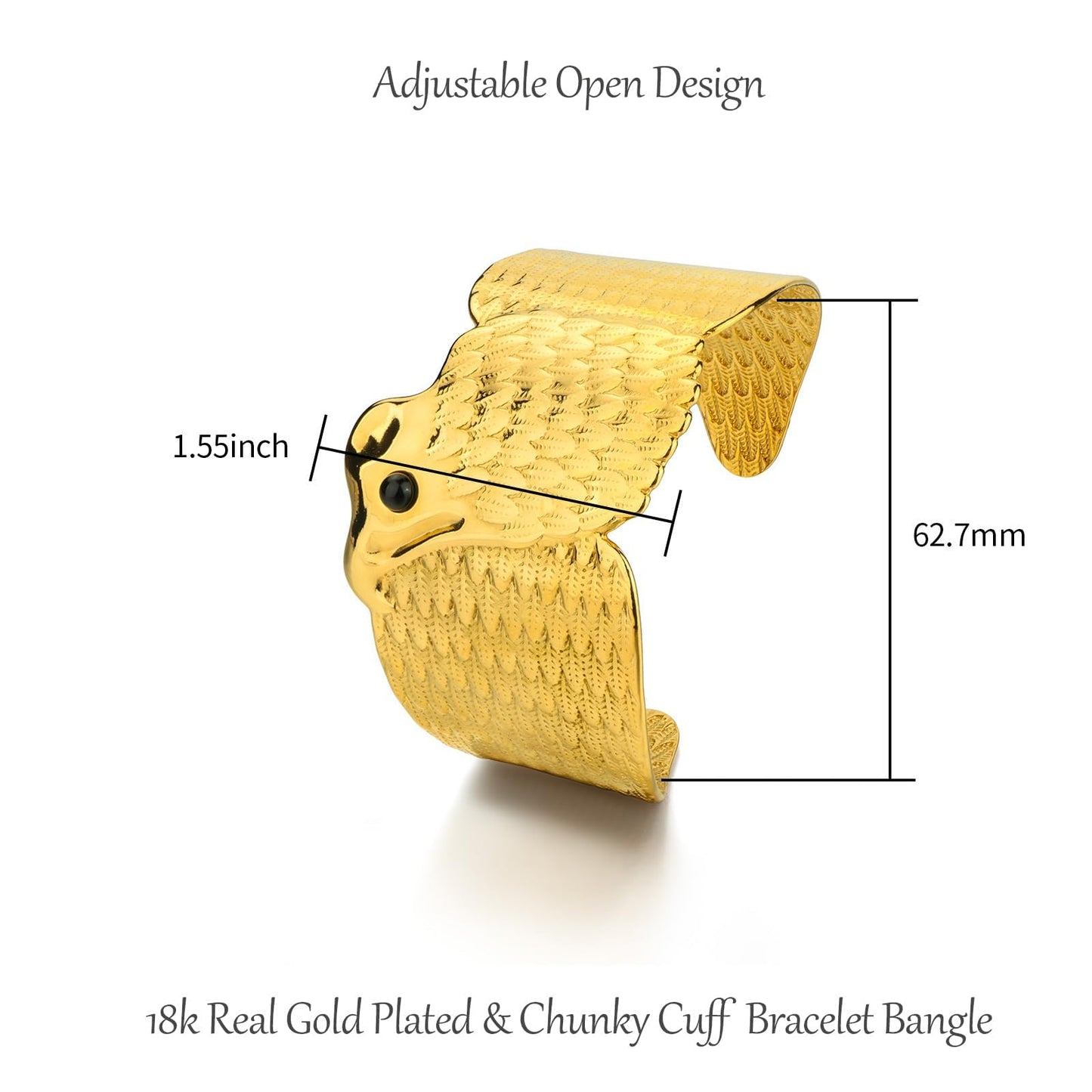 TaYolnFaSo Eagle Cuff Bracelet for Women Adjustable Chunky Wide Wrap Bracelet Open Bangle Eagle Jewelry for Wife Girlfriend Mother Daughter