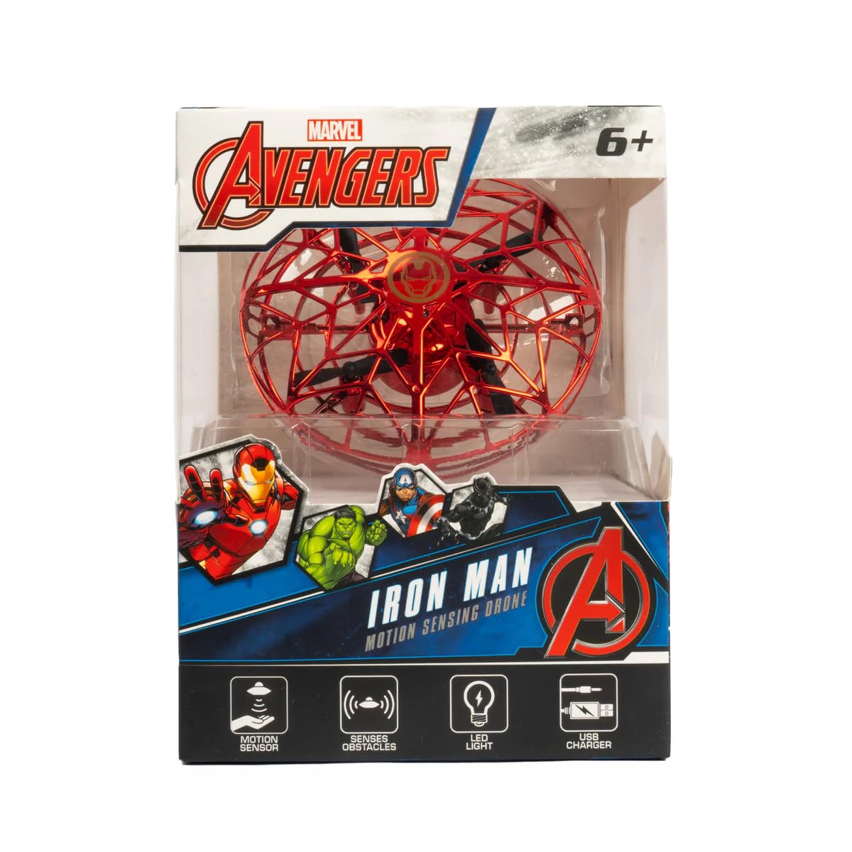 World Tech Toys Marvel Iron Man Flying Toy – Motion Sensing UFO Toy with USB Charging – Marvel Licensed – Indoor/Outdoor Drone for Kids Ages 6+