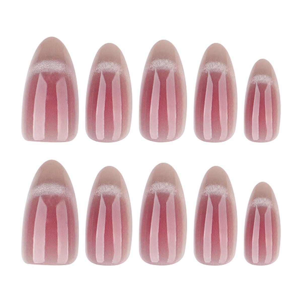 Medium Press On Nails Almond Fake Nails Gradient With Glitter Design Full Cover False Nails Artificial Acrylic Nail Cute Stick On Nail For Women Manicure Decorations 24pcs