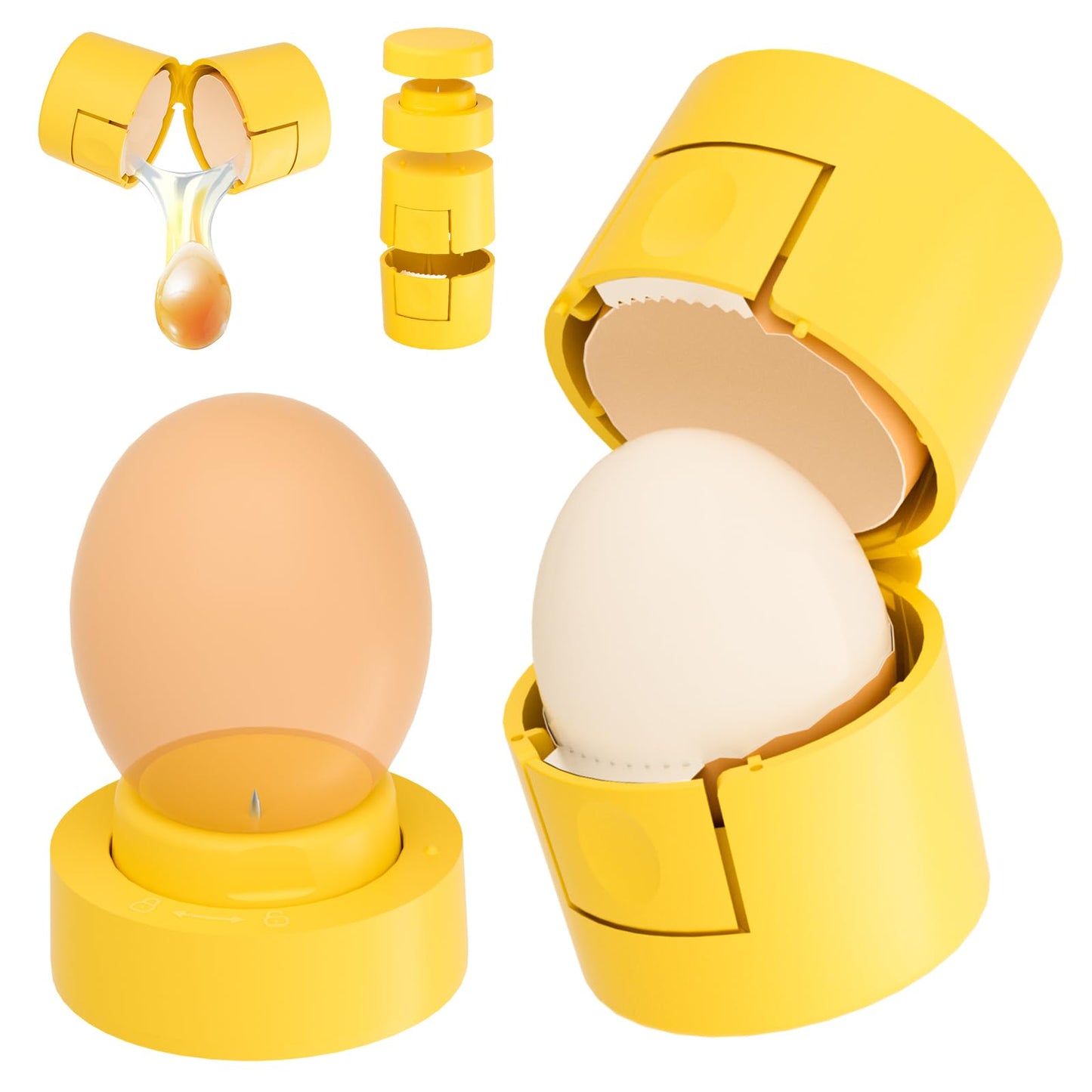 2 in 1 Hard Boiled Egg Shell Opener, Egg Peeler with Piercer, Cute Egg Separator for Raw Eggs, Egg Cracker for Home Kitchen Gadgets Tool