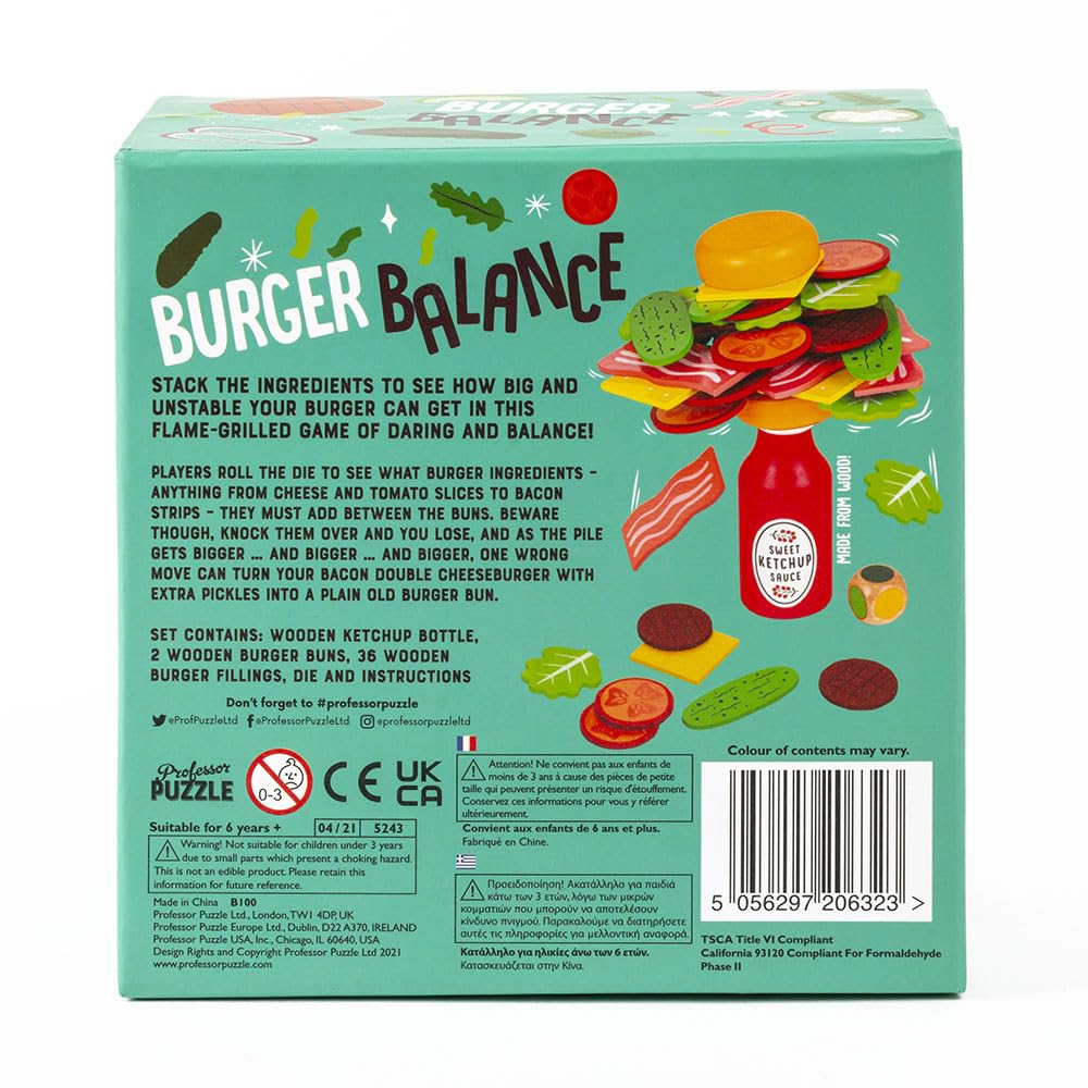 Professor PUZZLE Foodie Games - Burger Balance Stacking Game
