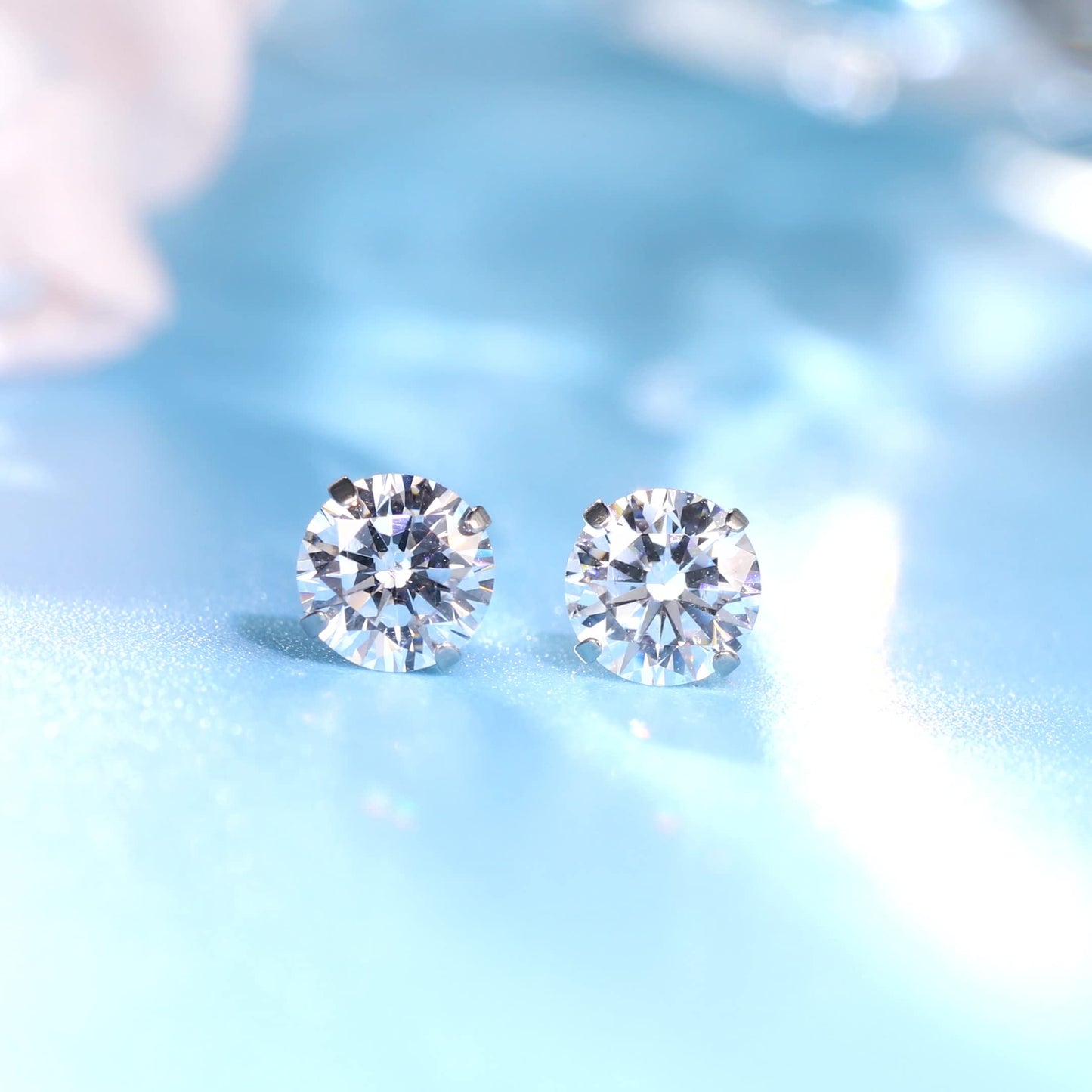 Limerencia Hypoallergenic G23 Titanium Earrings, F136 Implant Grade Pure Titanium, Suitable for Sensitive Ears with Birthstone Crystals CZ Simulated Diamonds (White Gems)