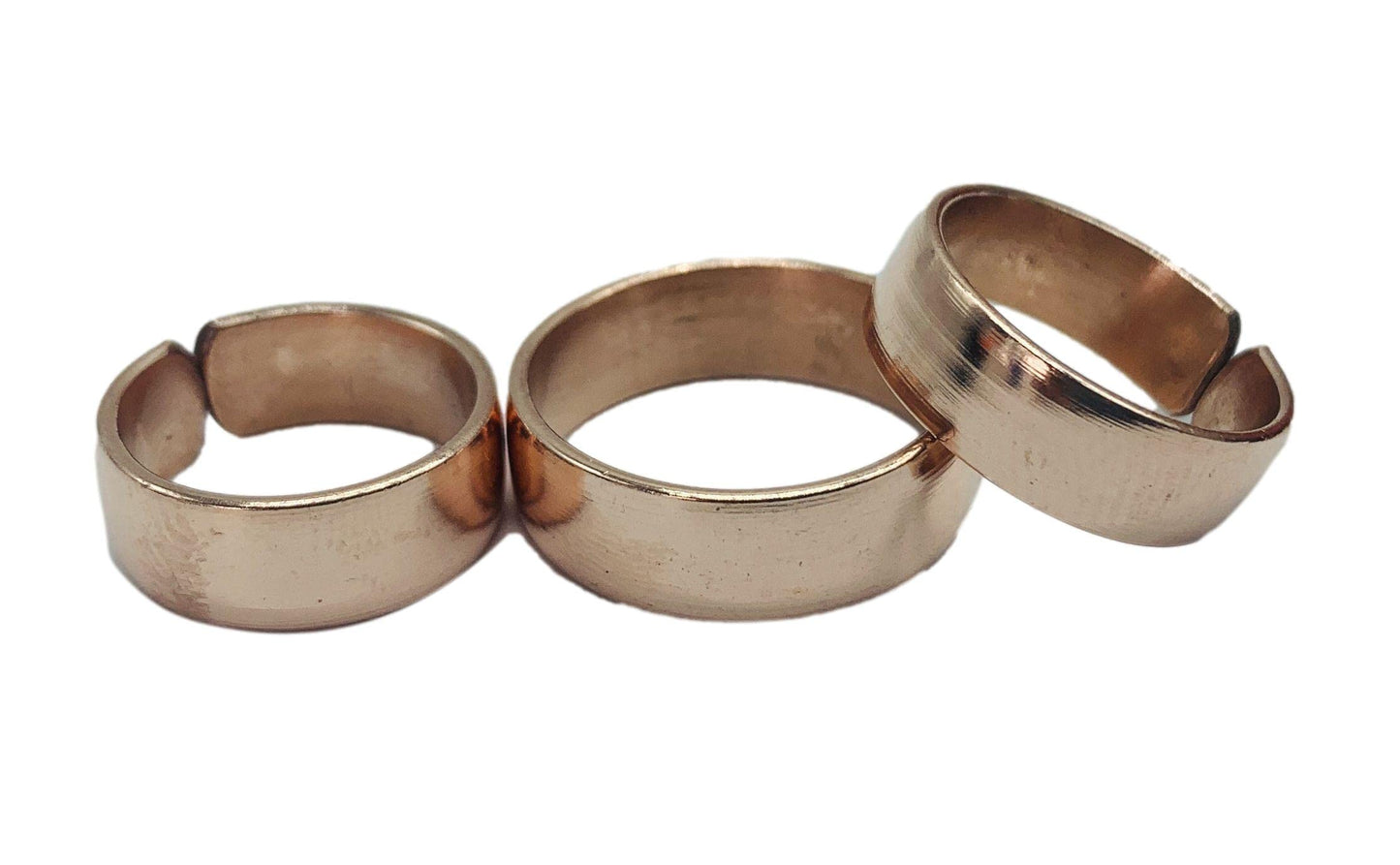 Set of 3 Hand Forged Pure Copper Rings. Made with 100% Pure Raw Untreated Copper. Helps Reduce Finger Joint Pain and Swelling. Tibetan Healing Medicine Ring Set. (Plain)