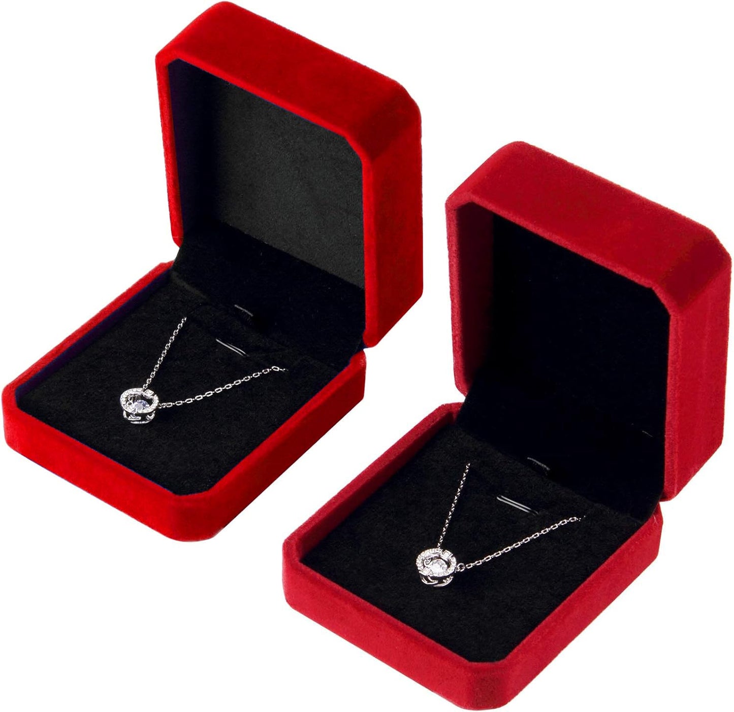 Lamoutor 8Pcs Velvet Necklace Pendant Gift Box Jewelry Gift Box (Red)
