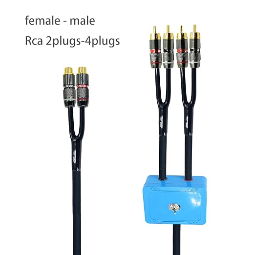 Arklove 3ft Sound Channel swicher 2 Female to 4 Male RCA Switch Selector 2 in 1 Out R/L Stereo Audio 1 in 2 Out Stereo Audio Splitter with Mute Button No External Power Required CD Speaker DVD Player
