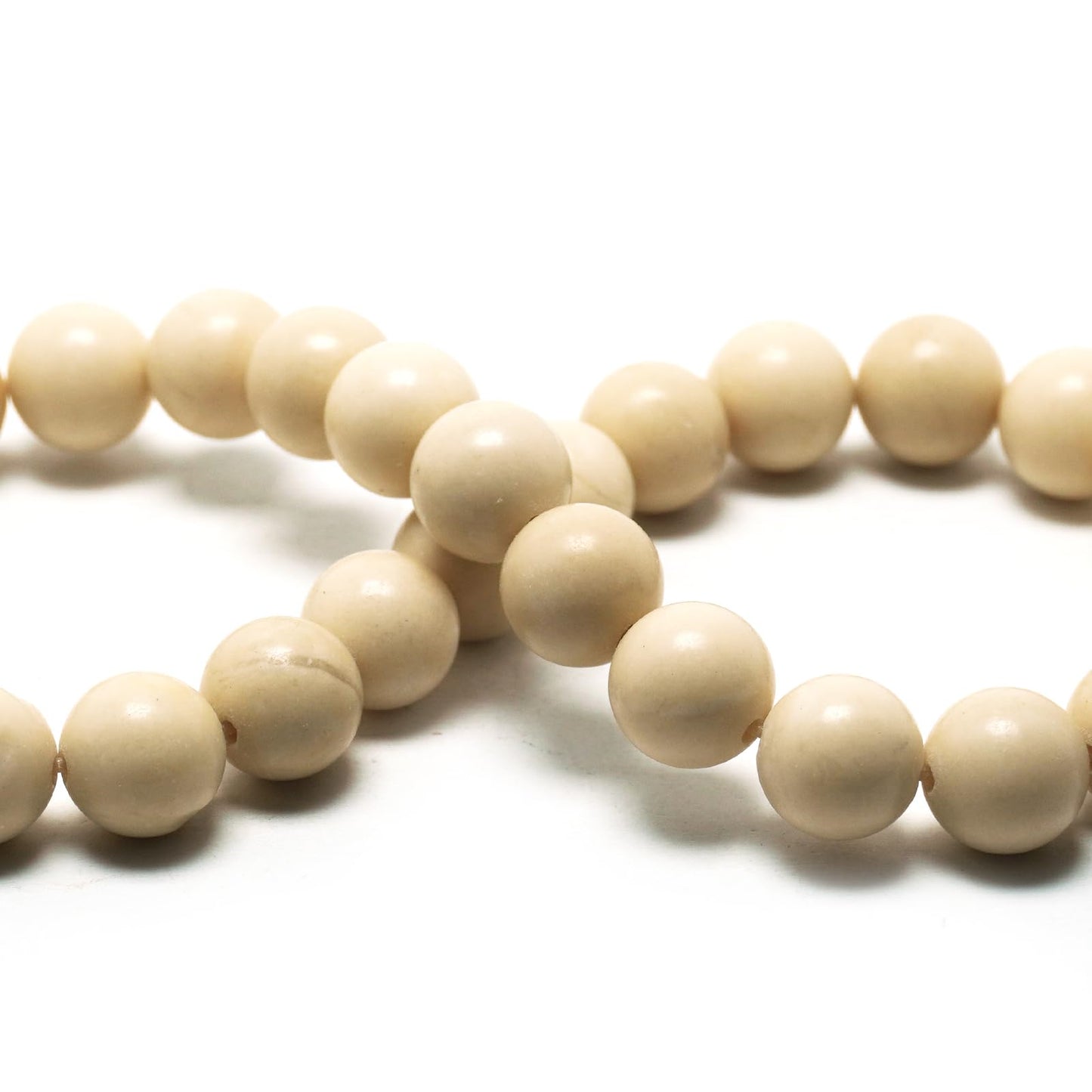 DIQIO Natural Stone Beads for Jewelry Making - 6mm Gemstone Round Loose Beads for Bracelets(58-60pcs, White Sand Stone)