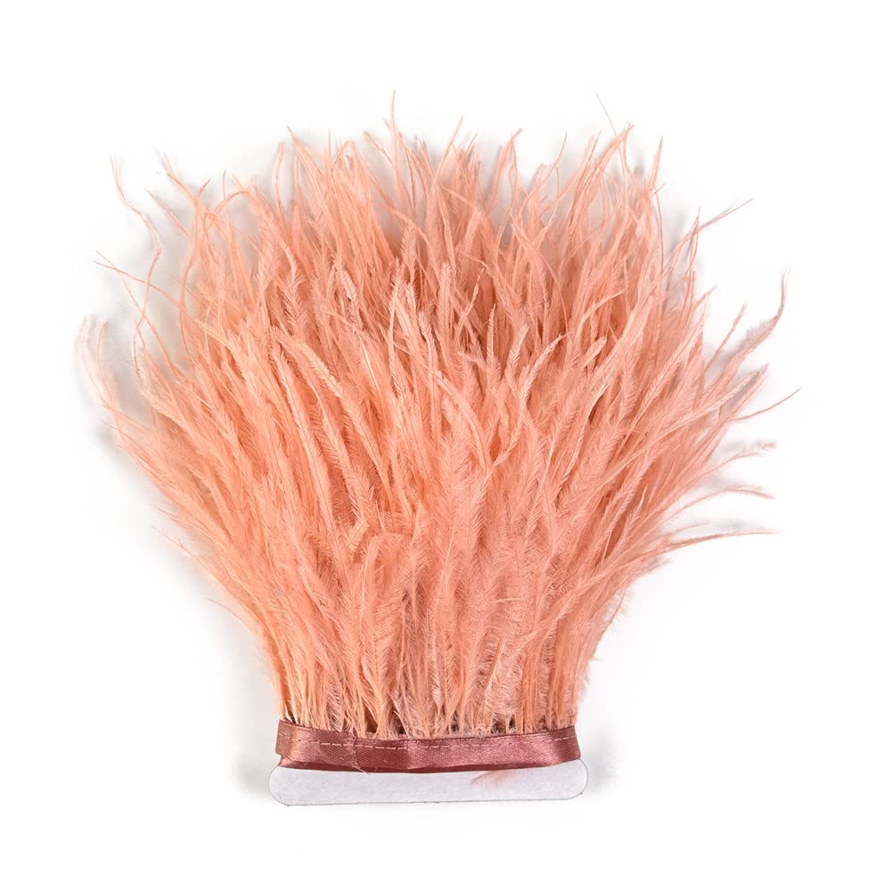 3 Yards 10-15cm Shrimp Pink Ostrich Feathers Trim Fringe for DIY Dress Sewing Crafts Costumes Decoration