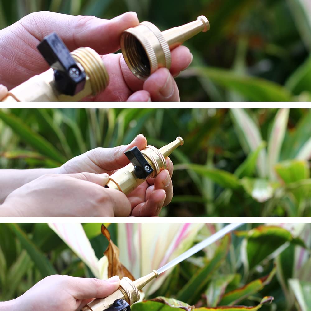 YELUN Brass Hose Nozzles, Heavy Duty Adjustable Twist Hose Nozzle & Jet Sweeper Nozzle 2 Pack