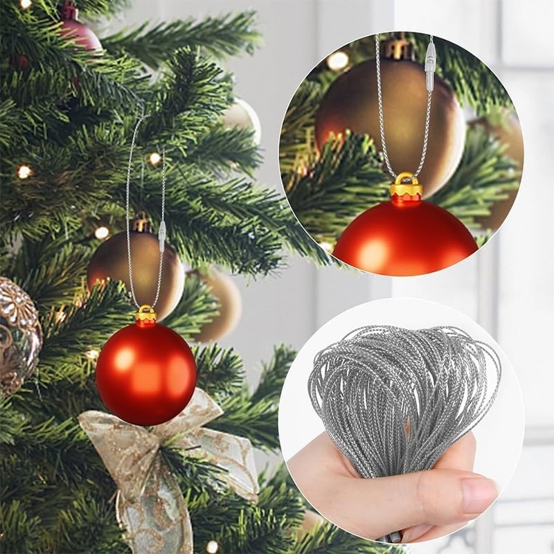 200pcs Christmas Ornaments String Hanger 7.8" Ornaments Hooks for Christmas Tree Ribbon Hanger Strings Decorations with Snap Fastener(Red)
