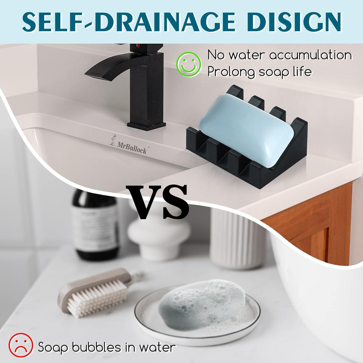 Silicone Soap Dish Self Draining with Suction Cups (2 Count)