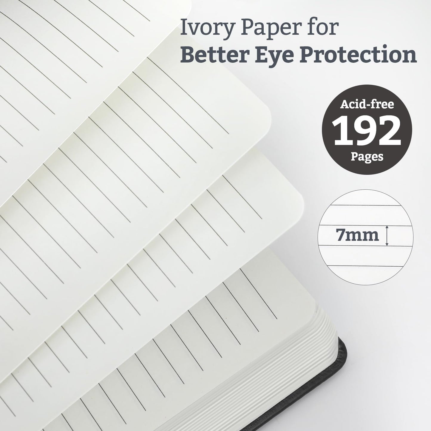 2Pack Lined Hardcover Journal Notebook, A5 192 Pages 100Gsm Thick Paper College Ruled for School,Note Taking,Work,Diary，5.7''*8.3'',Black