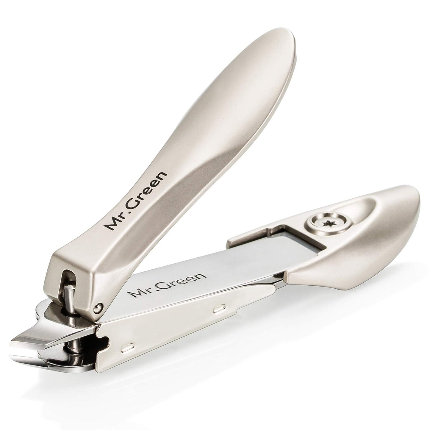 Nail Clipper with Catcher, Slanted Edge Nail Cutting Clippers Stainless Steel Fingernail Cutter Trim with File for Men and Women Mr-1115plus