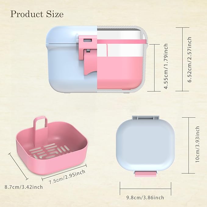 BVN Leak-Proof Denture case, Denture Cup for Soaking dentures, Retainer Cleaning case Pink and White Denture case