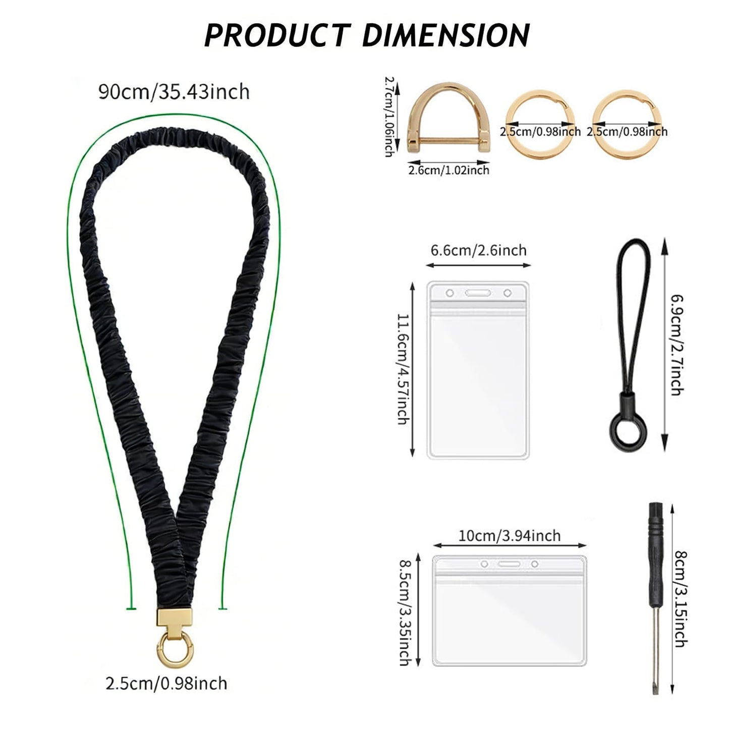 3-Pack Stretchy Elastic Lanyard Set – Soft Fabric Neck Badge Holder with Key Ring for ID Card, Keys, Phone & USB Drive | Multi-Use Organizer for Nurse, Teacher, Office Worker, Student