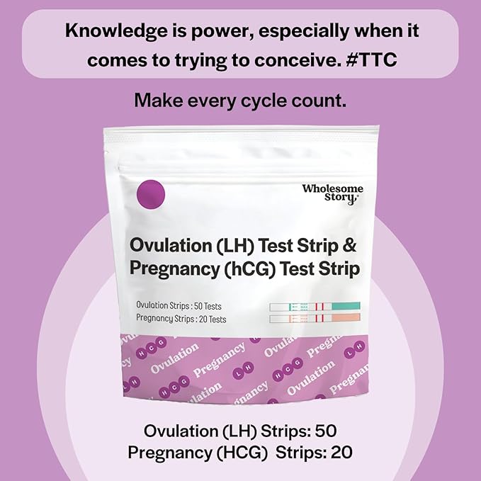 Ovulation Test Strips & Pregnancy Test Strips Combo Kit | Accurate & Easy to Read | Early Detection | 50 LH + 20 hCG 5mm Strips