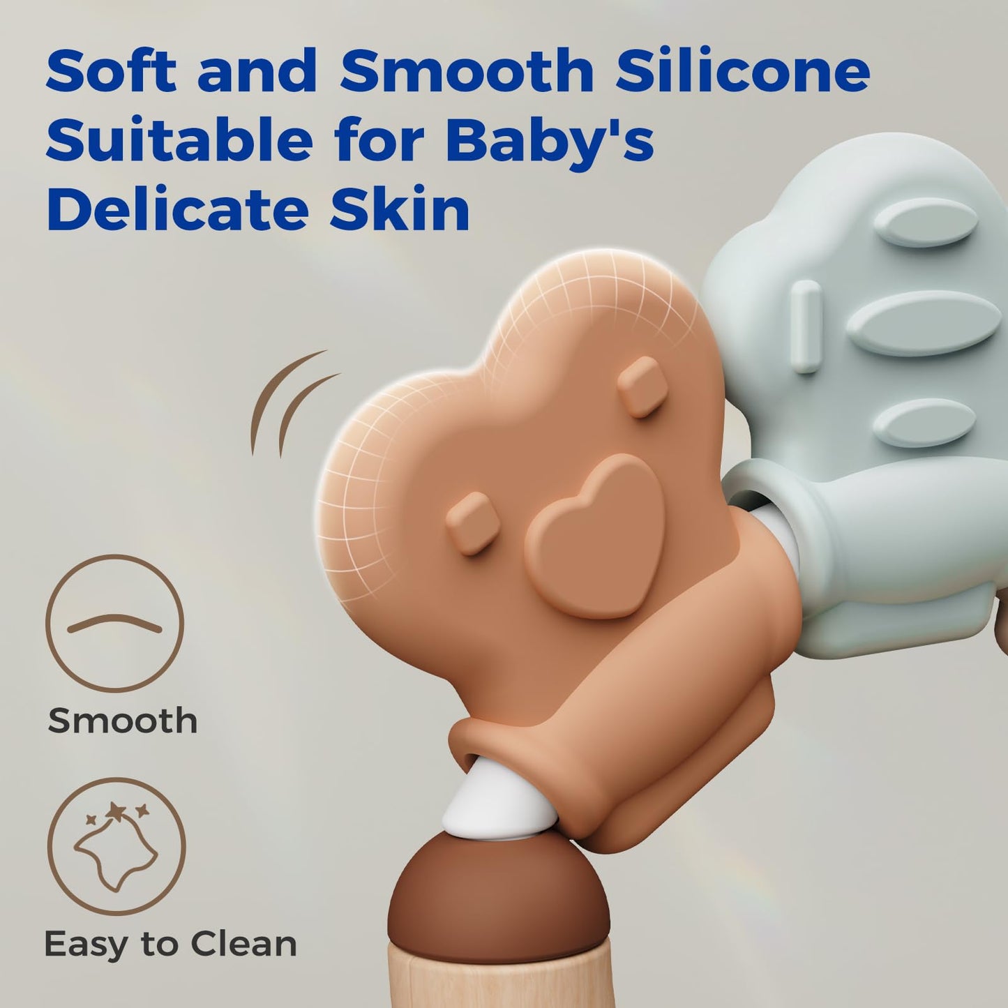 Evoceler Softness Staged Baby Teething Toys with Rattles for 0-6 Months (30° Super Soft, 50° Soft, 70° Regular) -10 Pcs Shaker Toys, Food-Grade Silicone Teethers for Babies 0-18+ Months, BPA Free