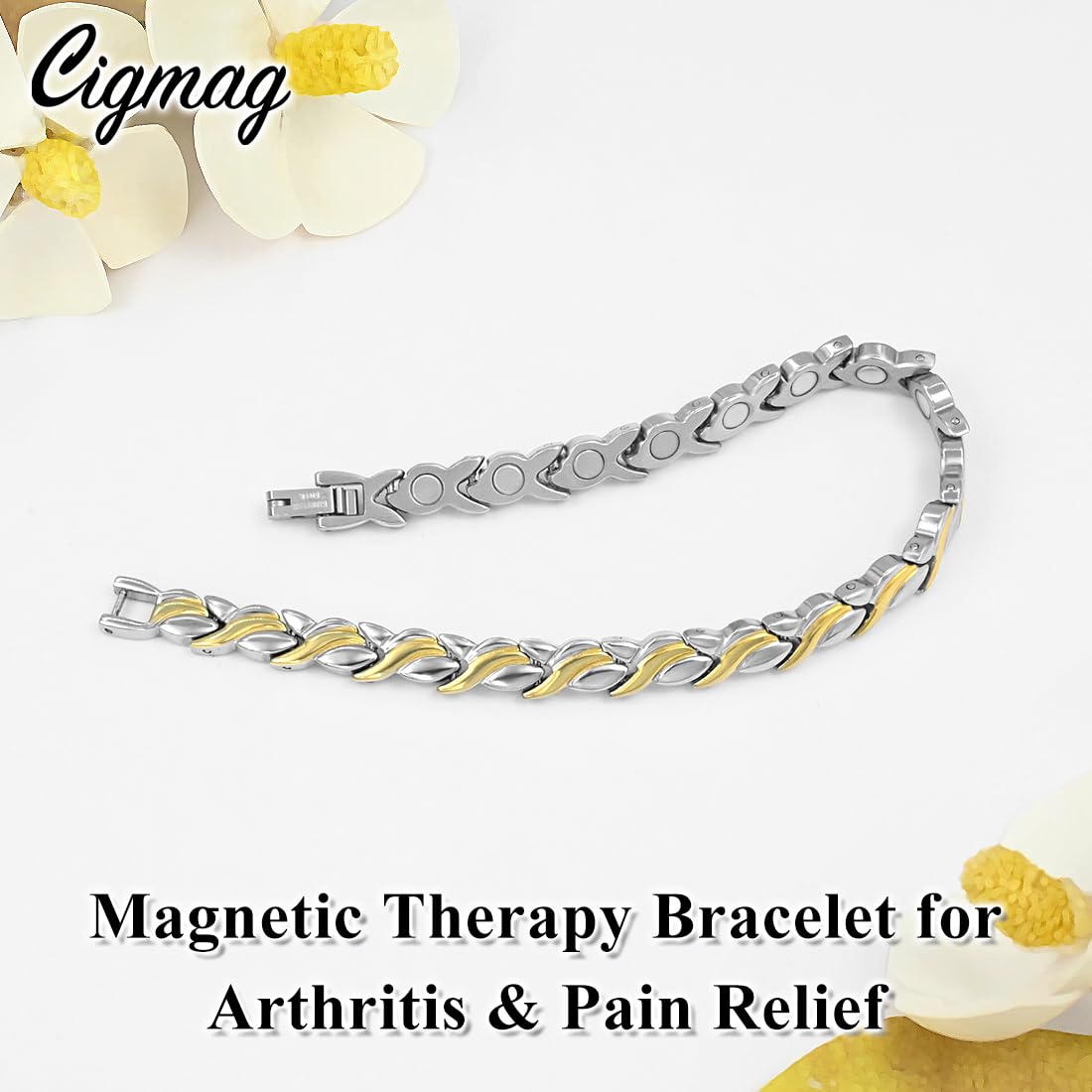 Cigmag Magnetic Bracelets for Women, Titanium Steel Premium Ultra Strength Magnets,Waterproof and Adjustable