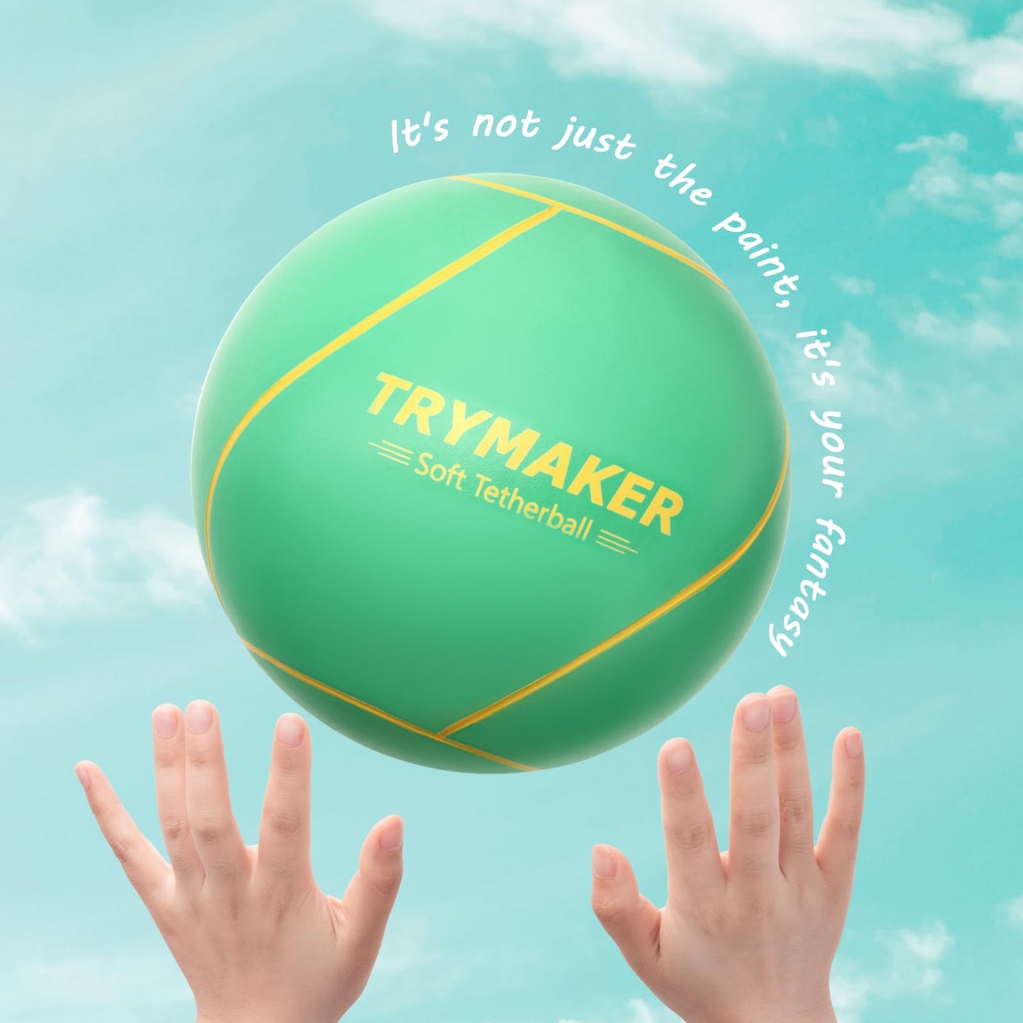 Trymaker Tetherball Ball and Rope, 2 Set in 1 Tether Balls and Rope Set, Replacement Tetherball for Adult Green Backyard Outdoors