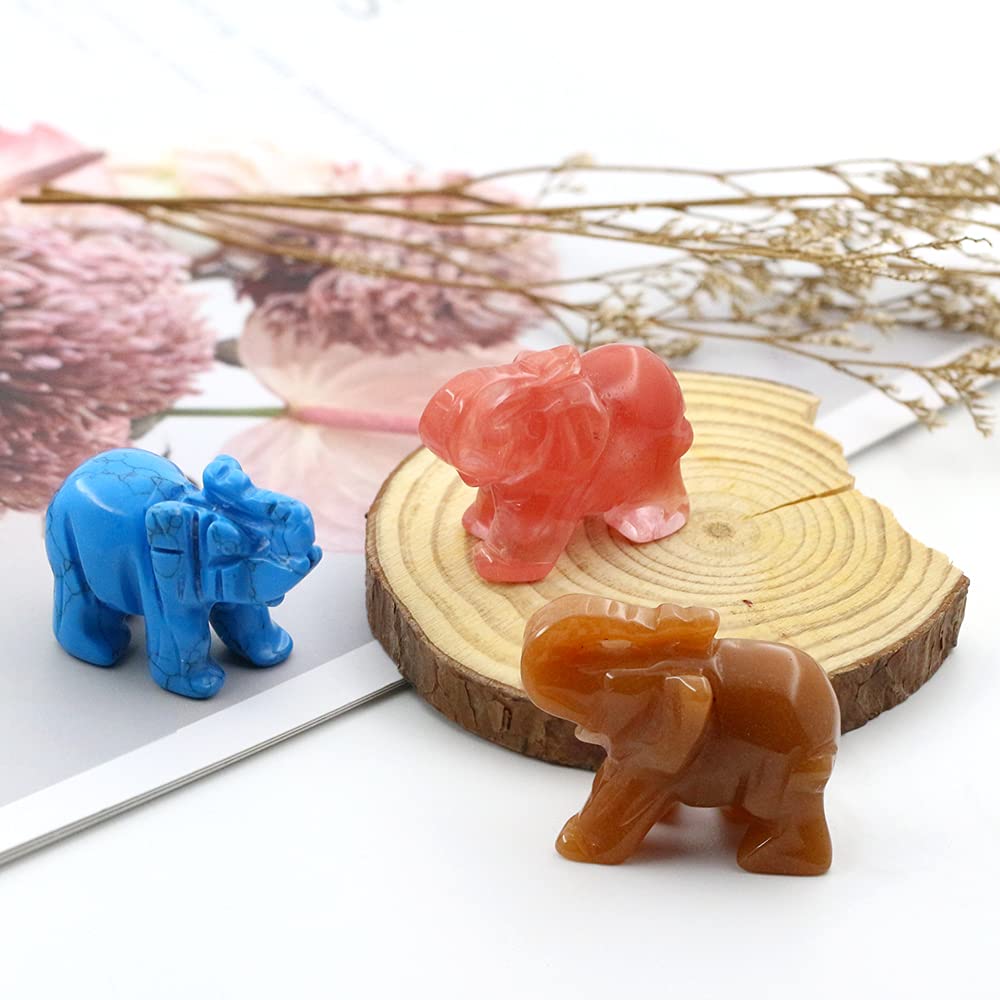 Ouubuuy Black Obsidian Crystal Elephant Pocket Guardian Figurine Elephant Statue 1.5 inch for Healing Reiki Spiritual Gift Cute Meditation Office Room Desk Decor
