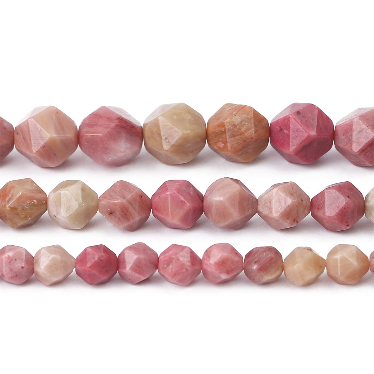 BEADIA Faceted Natural Red Wood Marble Stone Round Beads 6mm 36cm/Strand for Jewelry Making