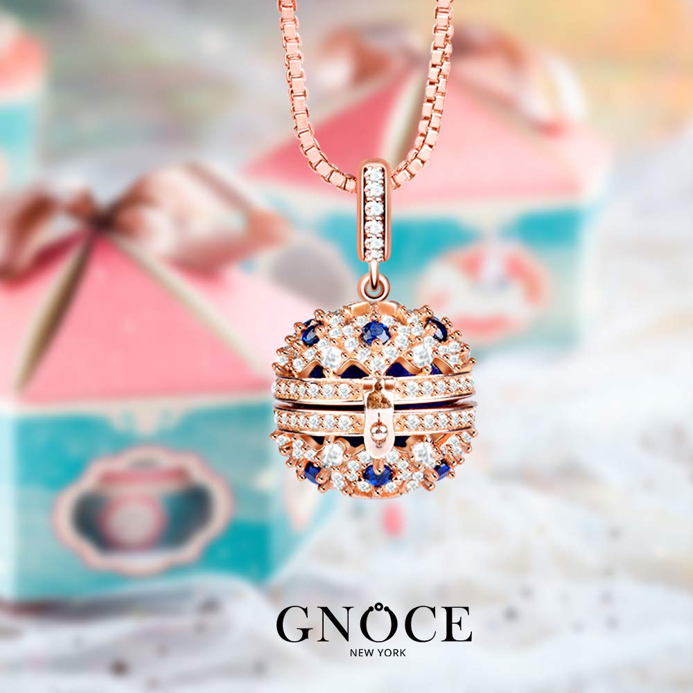 GNOCE Aromatherapy Essential Oil Diffuser Necklace S925 Sterling Silver 18k Rose Gold Diffuser Necklace Locket Pendant Love Never Ends Christmas Jewelry Gift for Women
