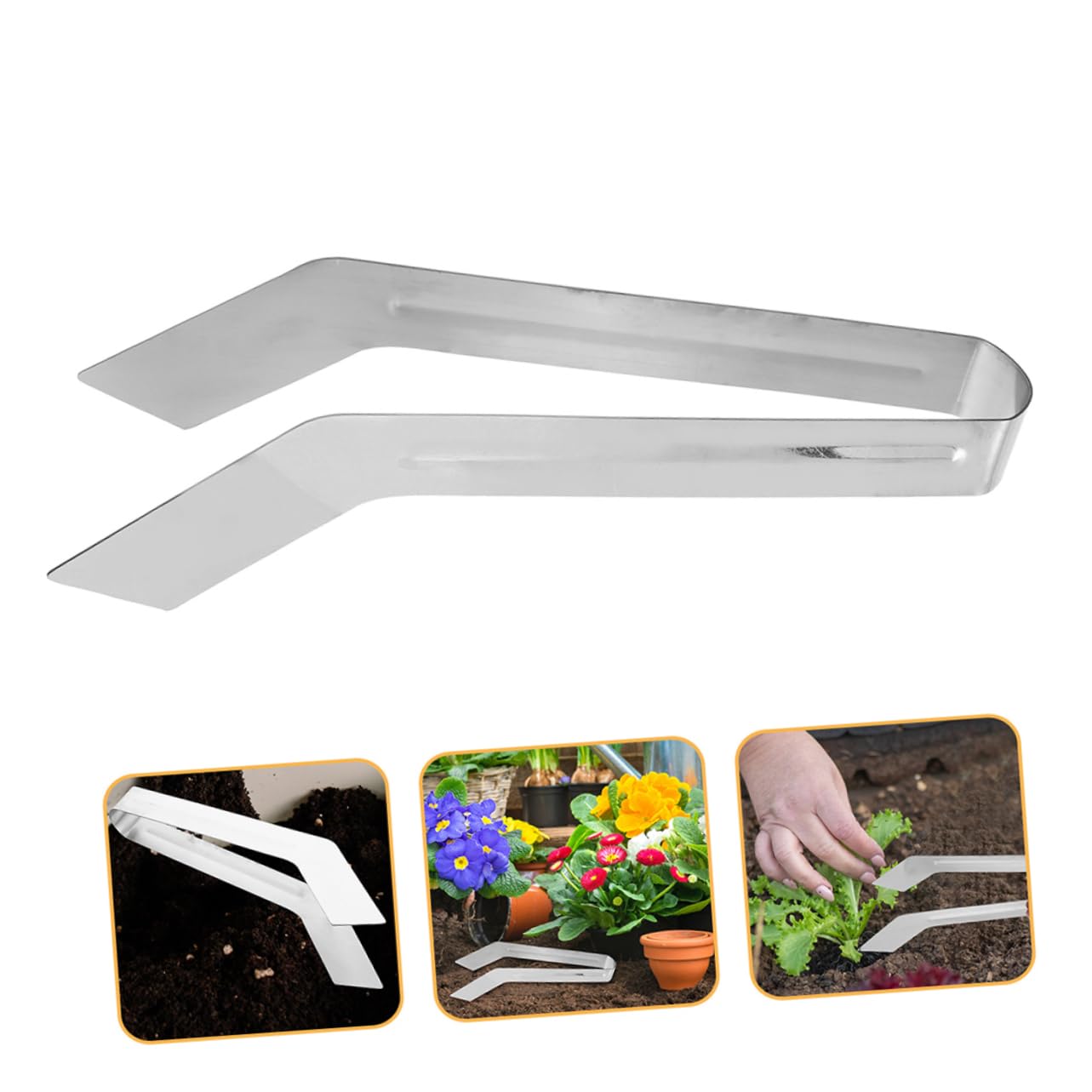 CAXUSD 2pcs Stainless Steel Plant Transplanting Tongs Handheld Removal Tool for Delicate Plants Convenient Gardening