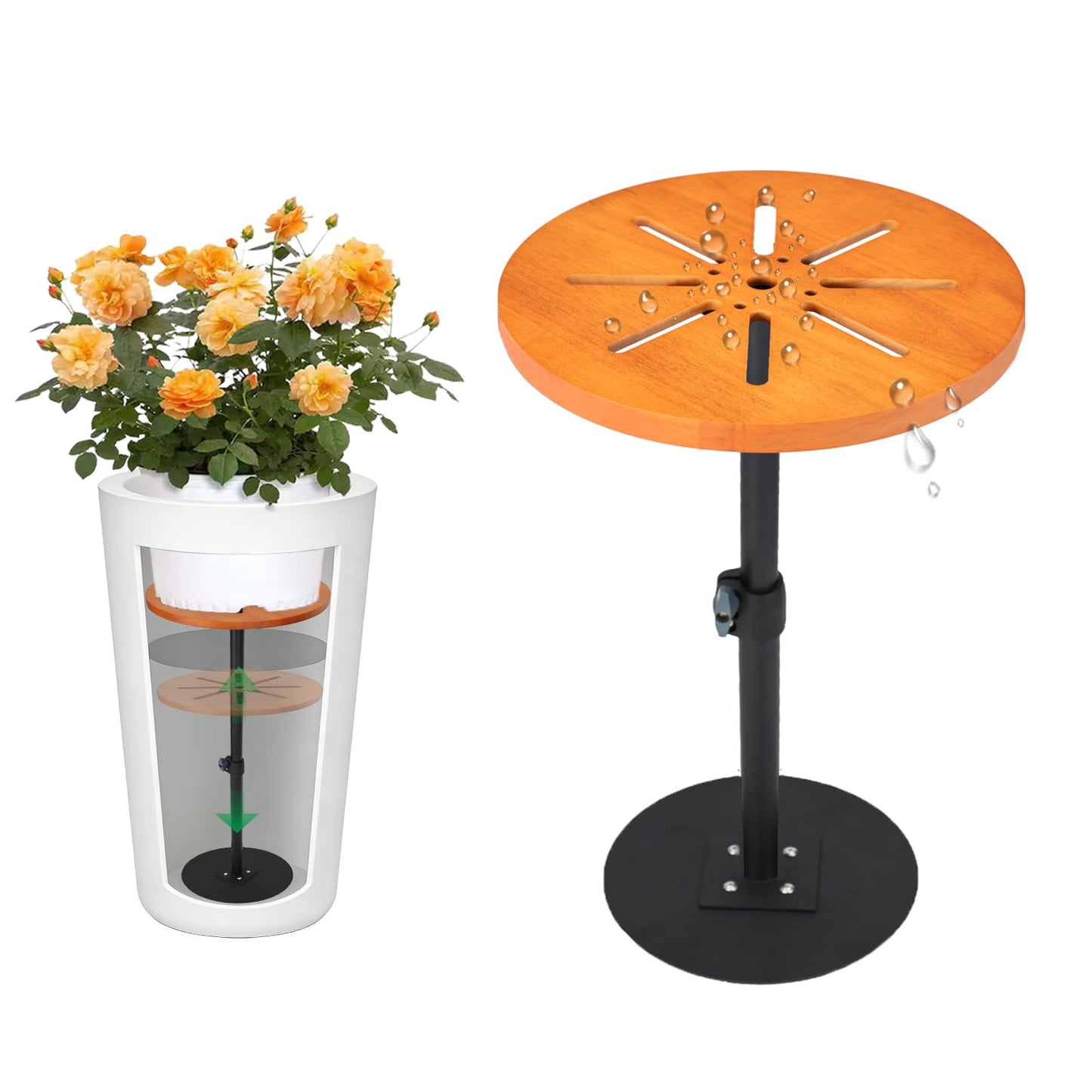 EXCELFU Adjustable Plant Risers for Inside Pots,Planter Inserts for Large Pots and Tall Flower Plant Containers Indoor and Outdoor,12-21” Rise, 6" Base, 10" Top-1pack