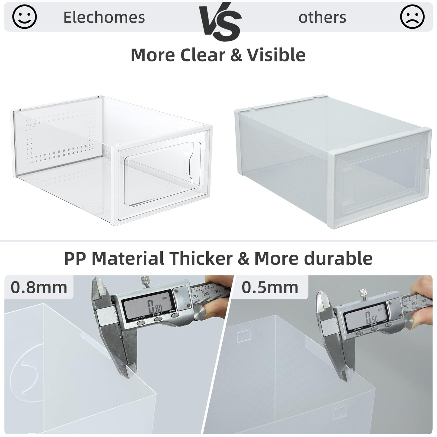 Elechomes Shoe Boxes Clear Plastic Stackable 18 Pack Premium Shoe Organizer Storage for Closet Foldable Shoe Rack Containers Sneaker Display Case Holder Shoe Bin Entryway Drawers Gifts