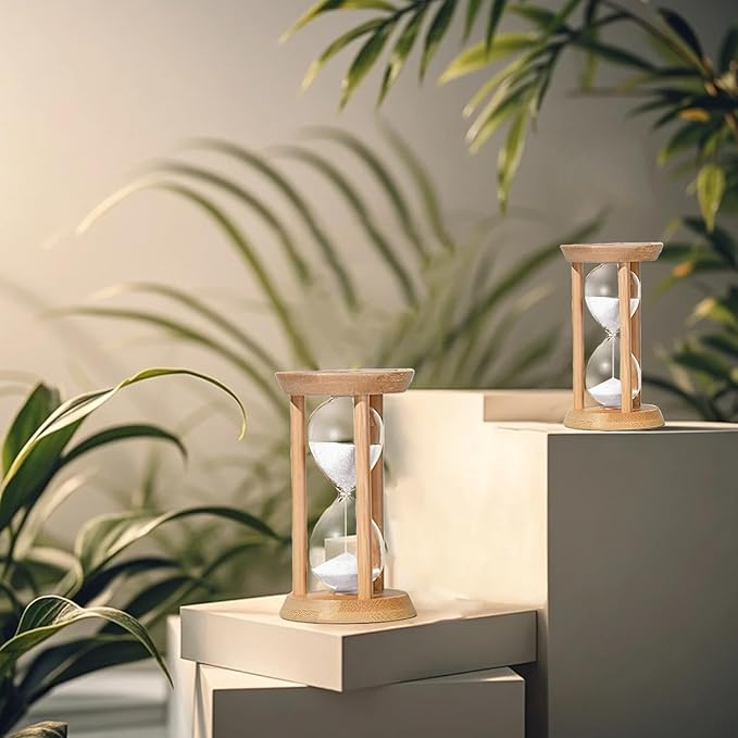 10 Minute Hourglass, Wood Sand Timer, Mini Sand Watch 10 Min,Unbreakable Sandglass, Teachers Classroom Time, Toothbrush Timer, White