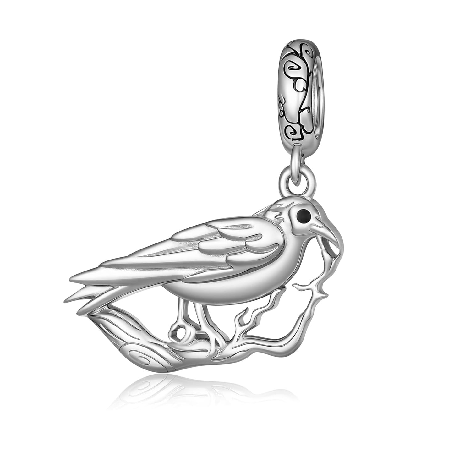 Lieditia Animal Charms for Bracelets 925 Sterling Silver Raven Decor Crow Charm Ravens Accessories Crow Jewelry for Women